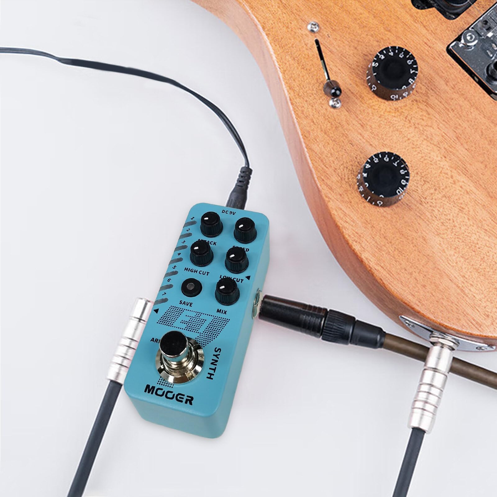 lifcasual Pedal Sintetizador de Guitarra Pedal de Efectos de Guitarra eléctrica 7 Modos de Sonido Synth True Bypass Carcasa metálica DC 9V Interfaz de Entrada/Salida de 6,35 mm ni Efecto Sintetizador