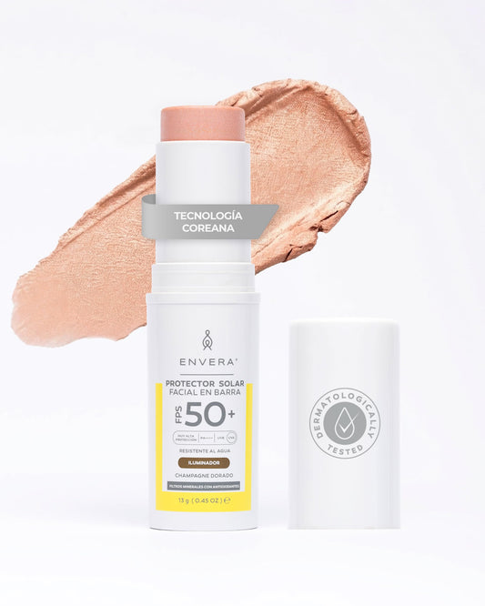 Protector Solar Facial y Corporal ENVERA Iluminador Vegano Hipoalergénico FPS 50+ con Antioxidantes y Humectante