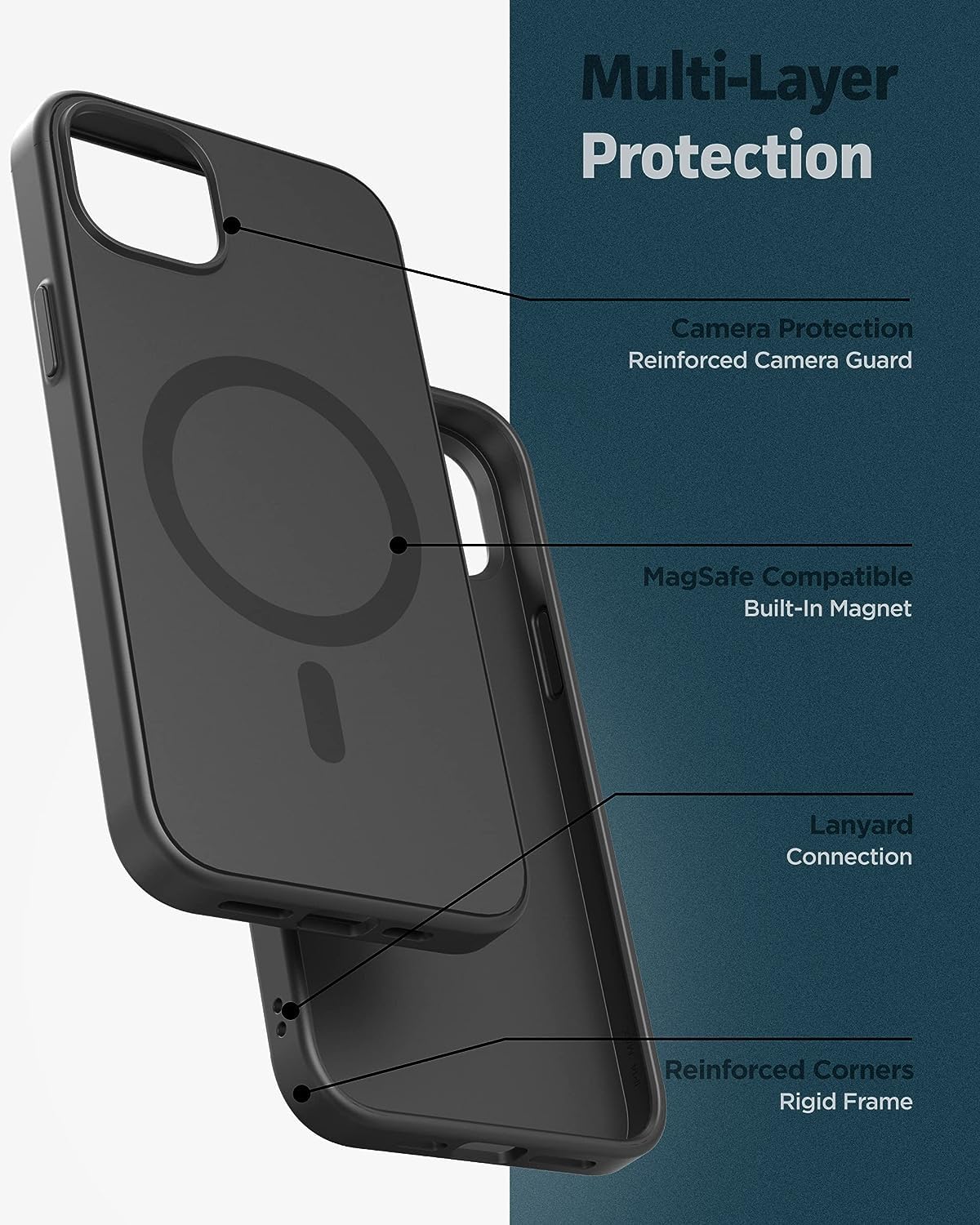 Funda para iPhone 15 Pro MAX Encased Negro Mate con Clip de Cinturón y Compatibilidad MagSafe