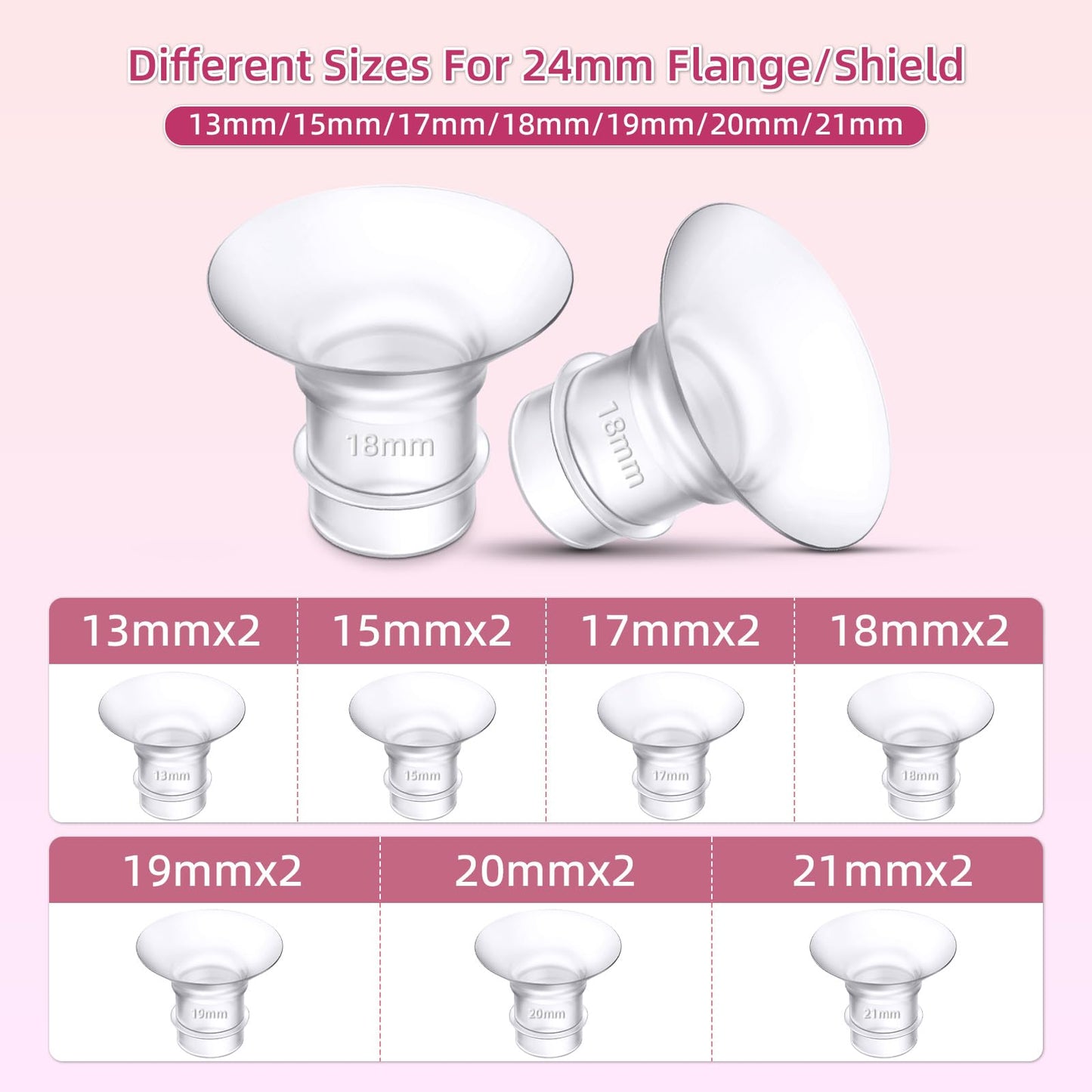 Insertos de brida de 15 mm 17 mm para Medela, Spectra 24 mm escudos/bridas, compatible con TSRETE, CPPSLEE, Momcozy S9/S9Pro/S12/S12Pro, reduce el túnel de pezón de 24 mm hasta 4 piezas
