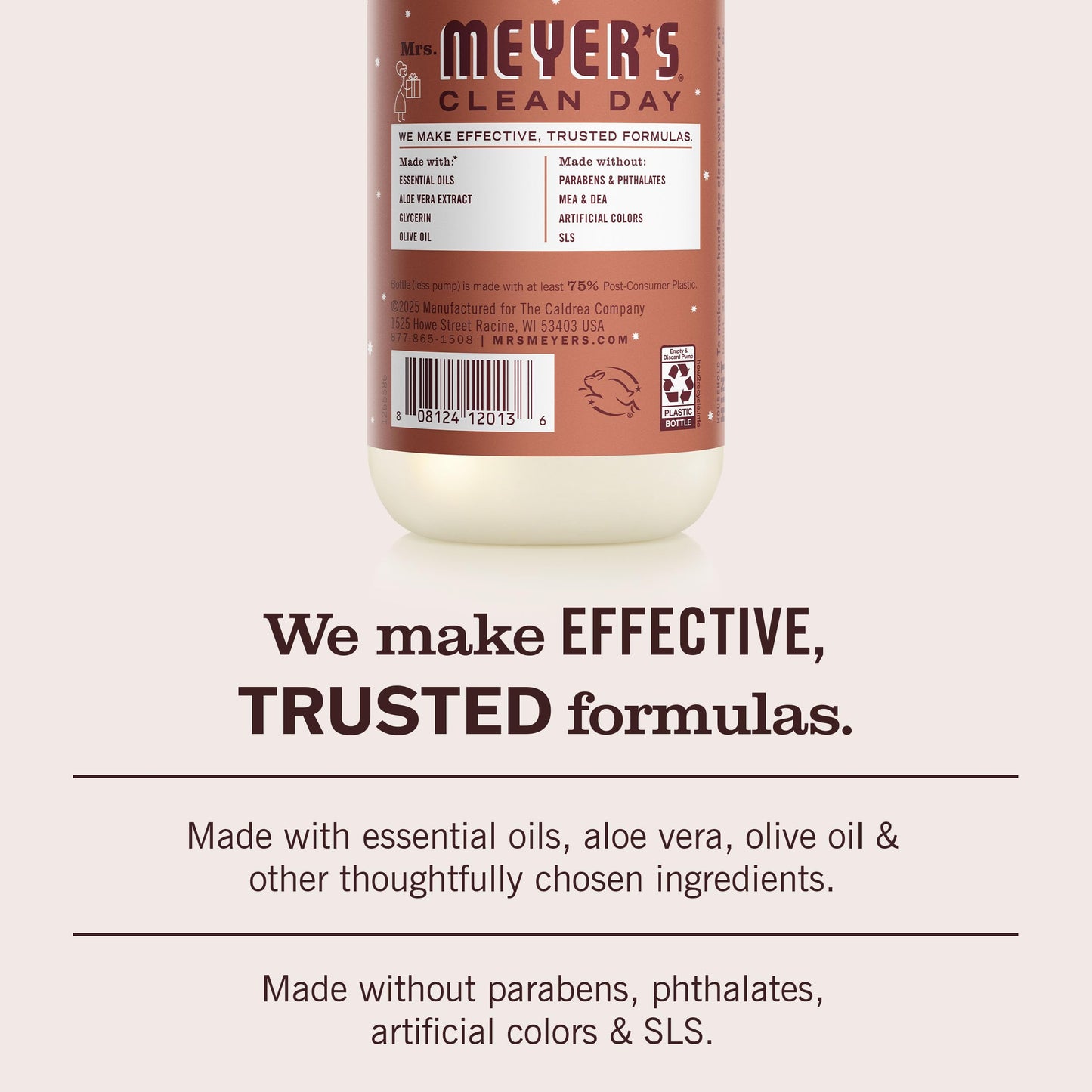MRS. MEYER'S CLEAN DAY Jabón líquido para manos, edición limitada, aroma a pan de jengibre, botella de 12,5 onzas