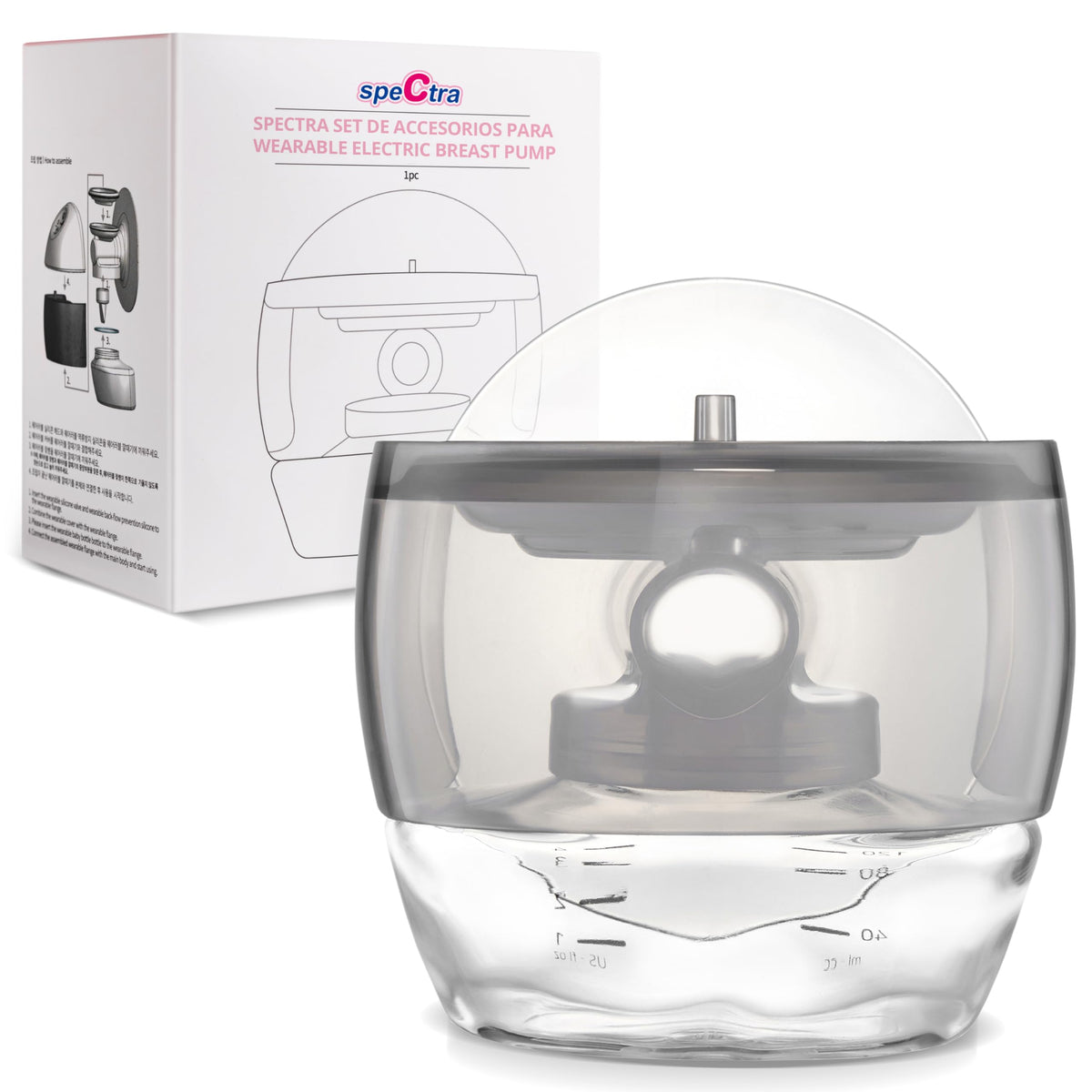 Spectra Set de Accesorios para Extractor de Leche Eléctrico Wearable Manos Libres | Incluye Copa 24 mm, Protector Anti Reflujo, Válvula, Botella, Cubierta | Accesorios y Repuestos | Original