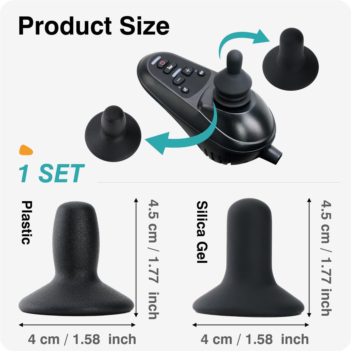 Goldseason Paquete De 2 Joysticks Para Silla De Ruedas, Tapa De Botón Para Scooter De Movilidad, Accesorios Para Silla De Ruedas Eléctrica, Color Negro