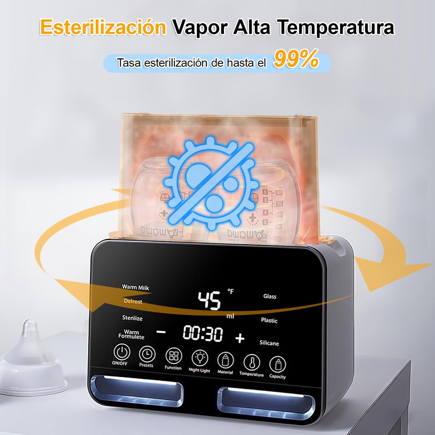Calentador de Biberones Multifuncional, 8 en 1 Esterilizador de Biberones