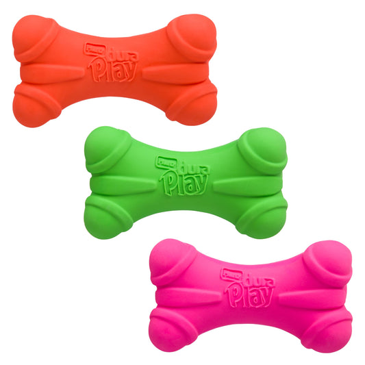 Hartz DuraPlay Bone Squeaky - Juguete de látex para Perro, Hueso Mediano, Paquete de 3
