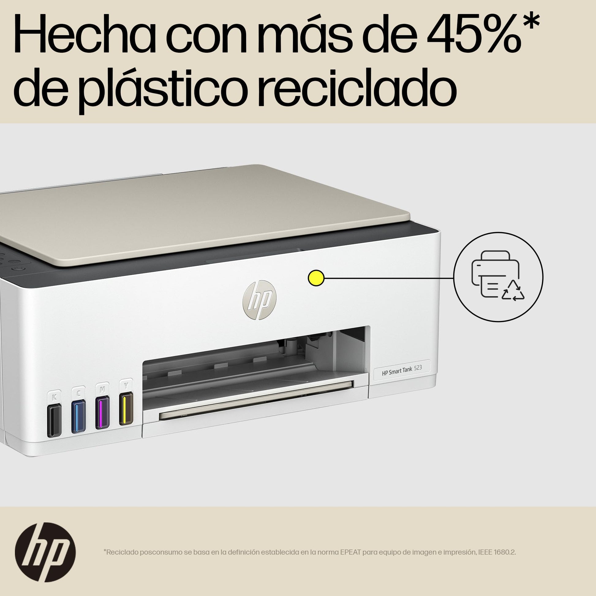 HP Impresora Multifuncional Smart Tank 523, Tinta Continua, Todo-en-Uno, Color, USB, DÚPLEX (Doble Cara) Manual, Impresión, Copiado, Escaneo, Garantía 1 año (4A8S2A)
