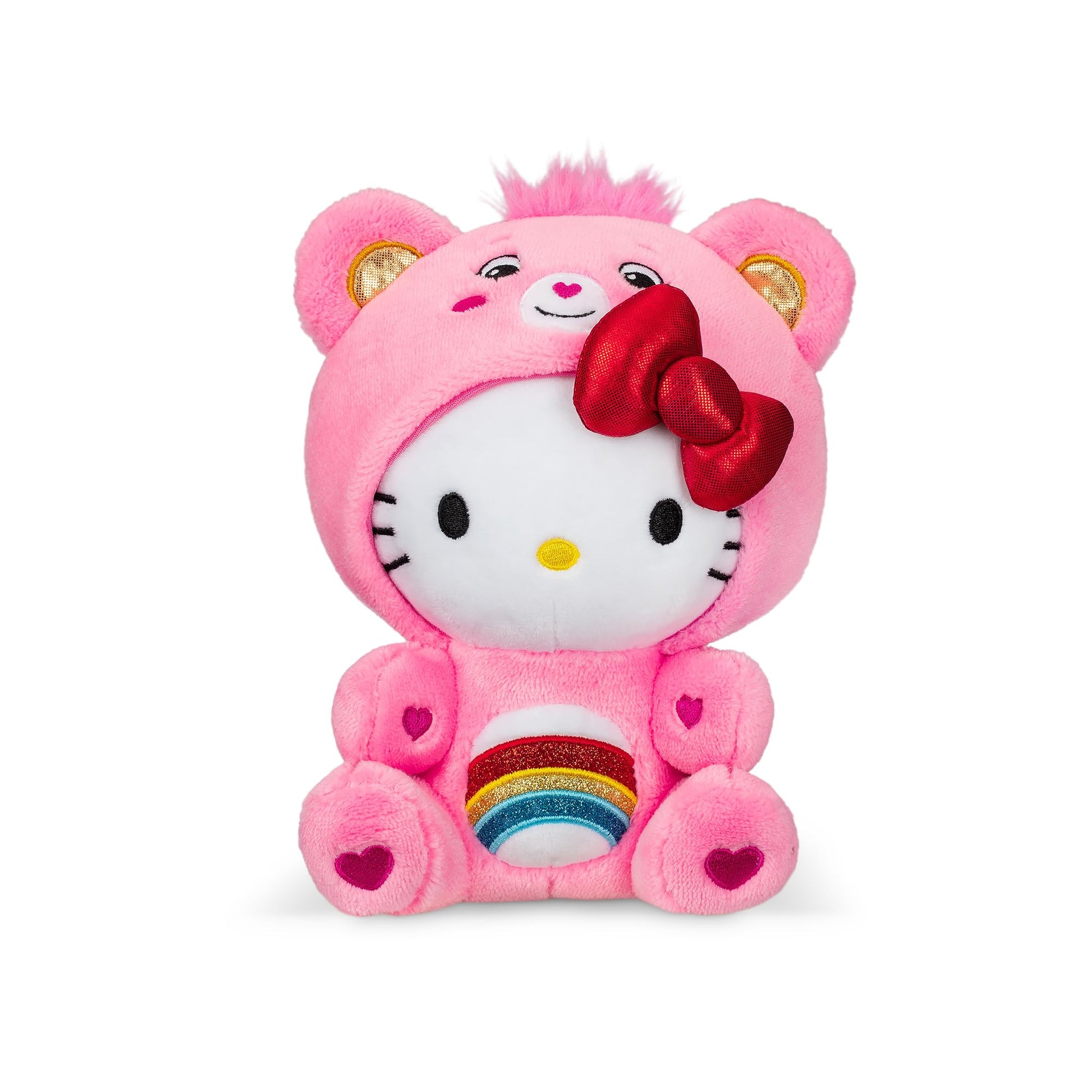 Care Bears - Hello Kitty Vestida como Cheer Bear de 23 cm, Felpa, de tamaño Divertido, Suave y abrazable - Bueno para niñas y niños, empleados, coleccionistas, a Partir de 4 años