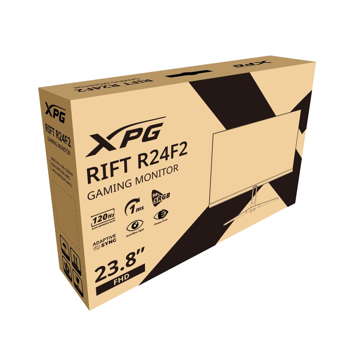 Monitor Gamer XPG Rift R24F2 24” FHD IPS 120Hz 1ms – 99% sRGB, Adaptive Sync, Anti-Blue Light, HDMI/DP, Smooth Gaming Ideal para Esports y Juegos competitivos, Color Blanco