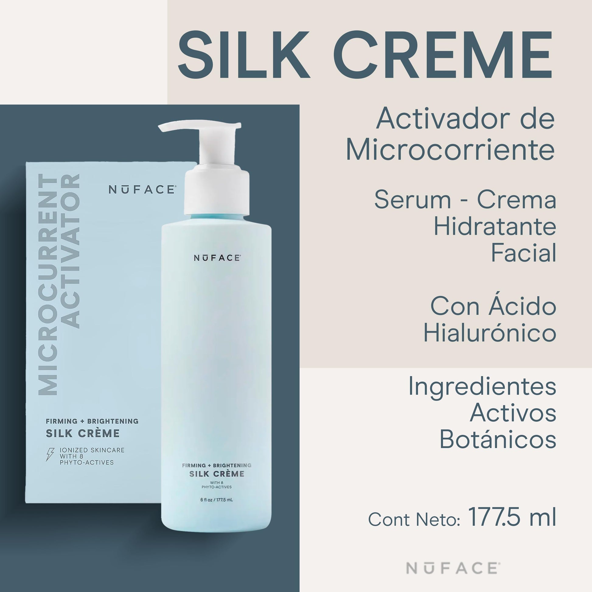 Crema Facial Hidratante NUFACE Silk Crème Acido Hialuronico Activador para Microcorriente Tecnología IonPlex