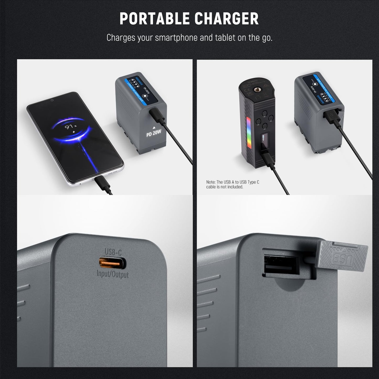 Batería de Repuesto NEEWER Gris 10500mAh NP-F970 Recargable para Videocámara LED