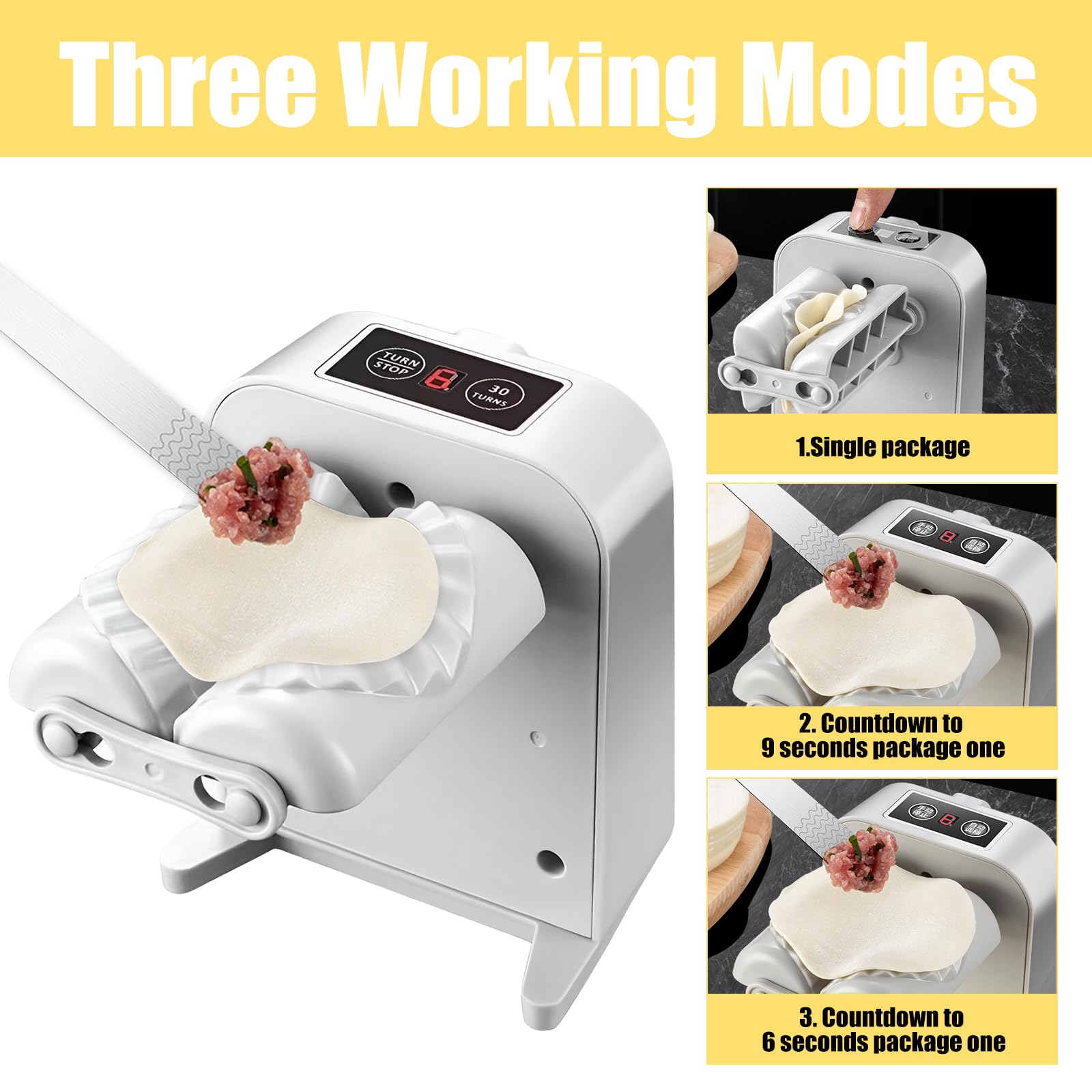 Máquina automática para hacer bolas de masa hervida, máquina de bolas de masa hervida eléctrica doméstica, máquina de bolas de masa china con cuchara y cepillo para polvo para el hogar y la cocina