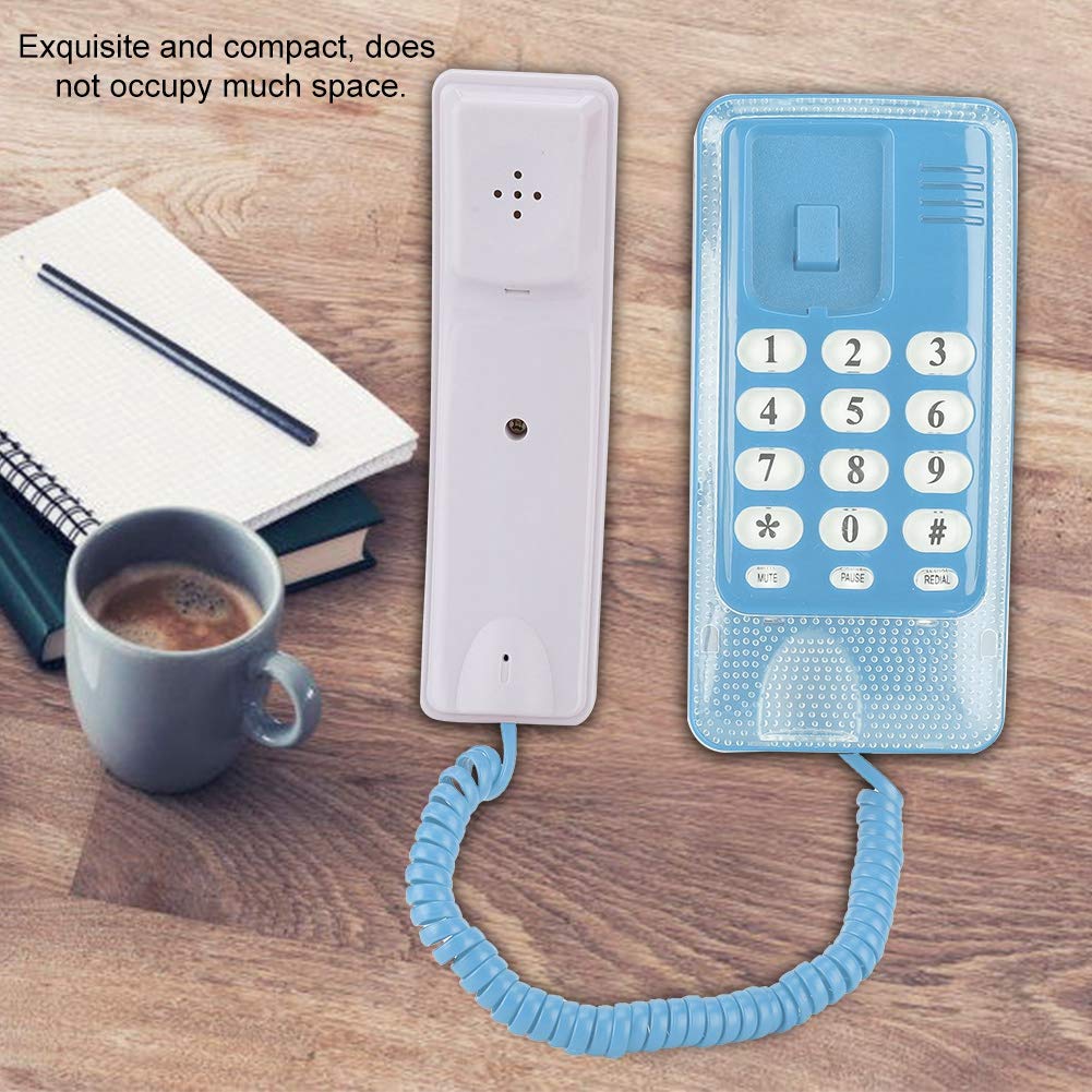 Teléfono Cableado,Teléfono Fijo con Función de Flash / Silenciamiento /Última Remarcación de Números,Teléfono de Escritorio para Casa,Oficina,Hotel(Azul)