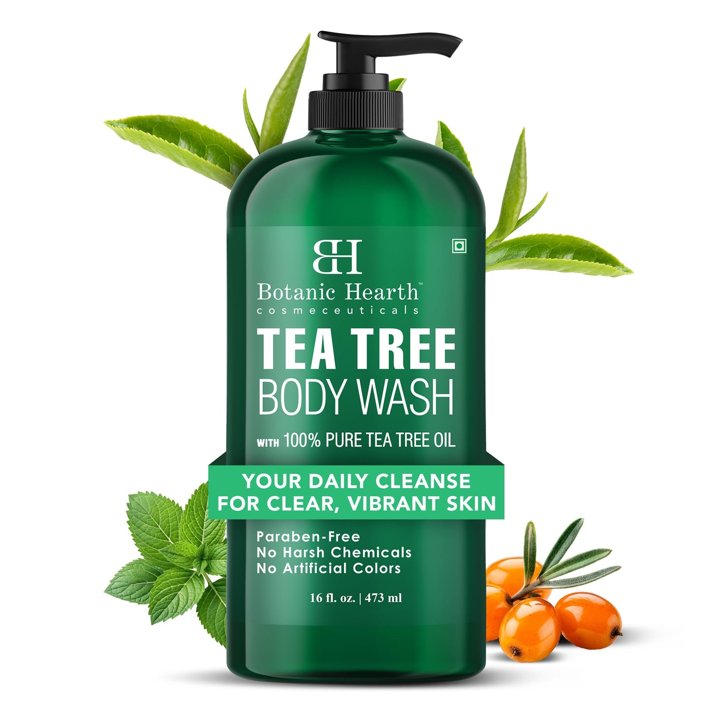 BOTANIC HEARTH Tea Tree Body Wash, ayuda a los hongos de las unas, los atletas de los pies, los gusanos de anillo, el picor del caldo, el acne, el eczema y el olor corporal, alivia el picor y promueve la piel y los pies saludables, naturalmente perfumados