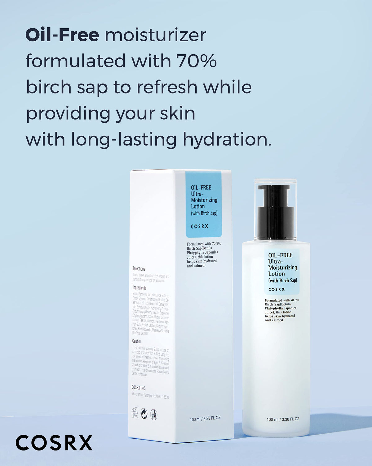 Oil Free Ultra Moisturizing Lotion by Cosrx for Unisex - 3.3 oz Lotion