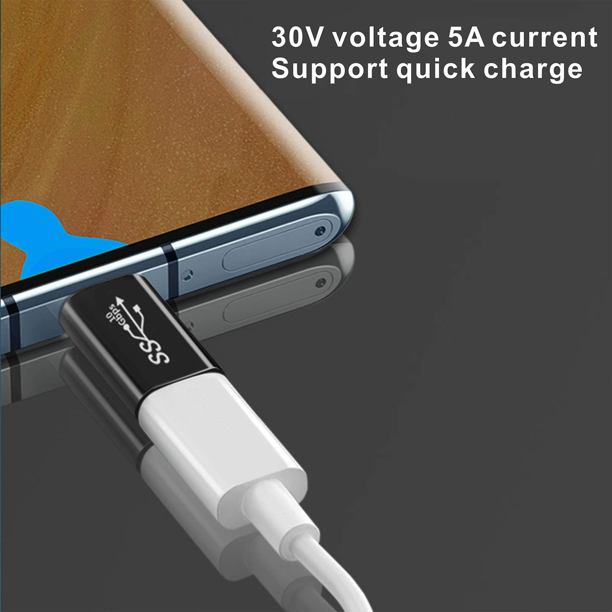 Adaptador USB C BOLS Negro Compatible con Función Completa y Carga Rápida