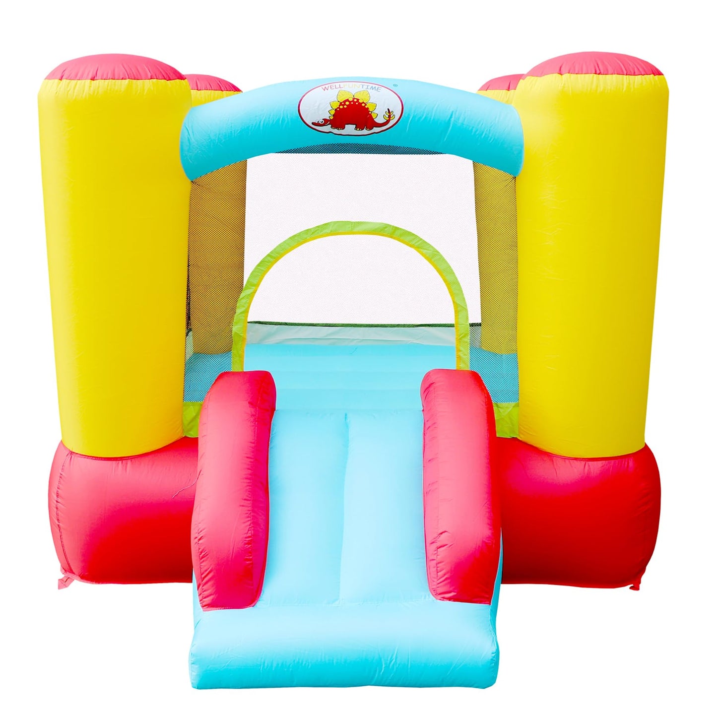 Tobogán Inflable WELLFUNTIME Azul Castillo de Salto con Soplador para Niños