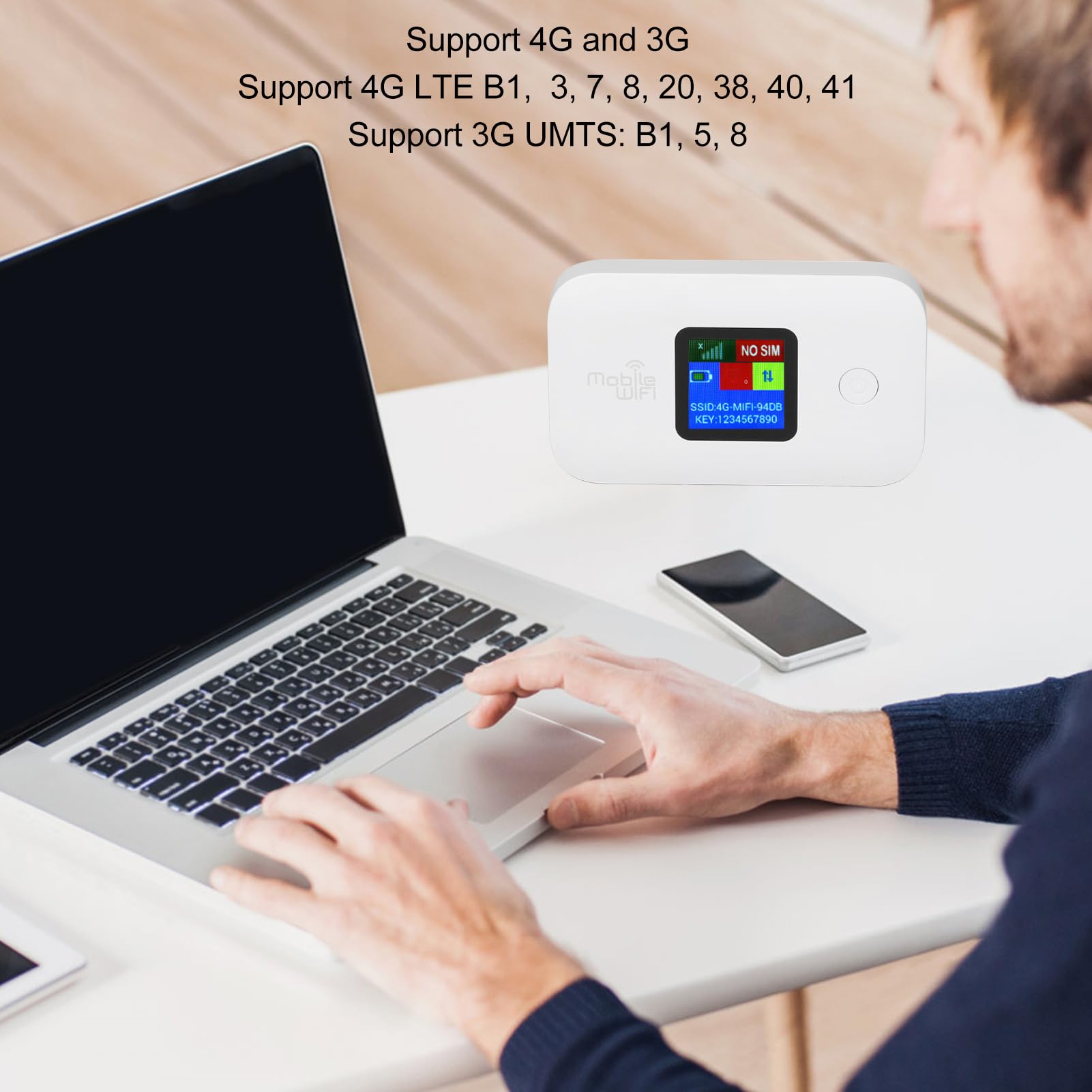 Punto de Acceso MiFi Móvil WiFi Portátil 4G 300Mbps Compatible con 10 Usuarios con Ranura para Tarjeta SIM