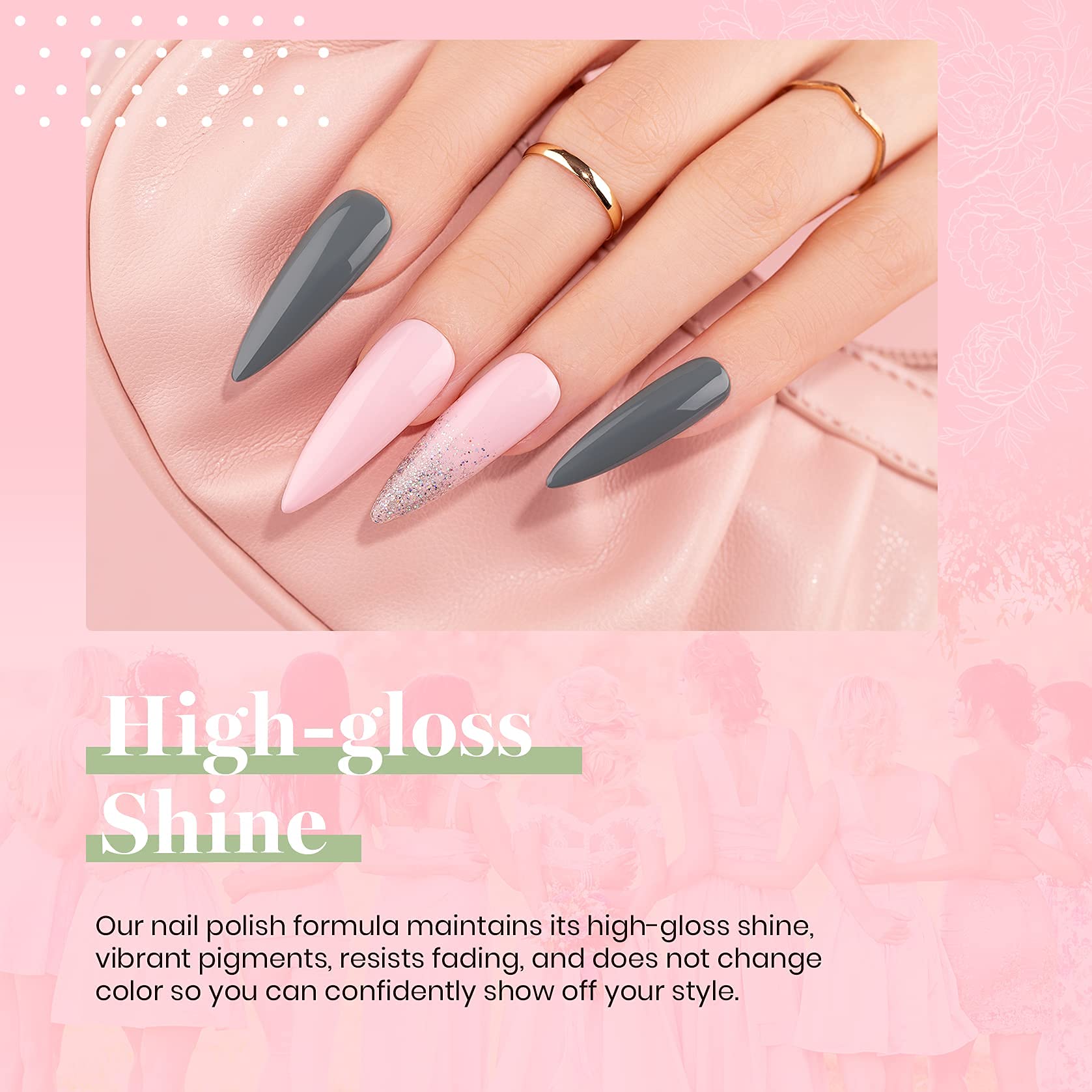 Beetles Belleza de Dama de Honor Juego de Esmaltes en Gel Clásico -Desnudo Gris Rosa 6 Colores Kit de Esmalte de Gel Para Boda Empapa Lámpara LED Kit de Manicura de Gel de Esmalte de Uñas