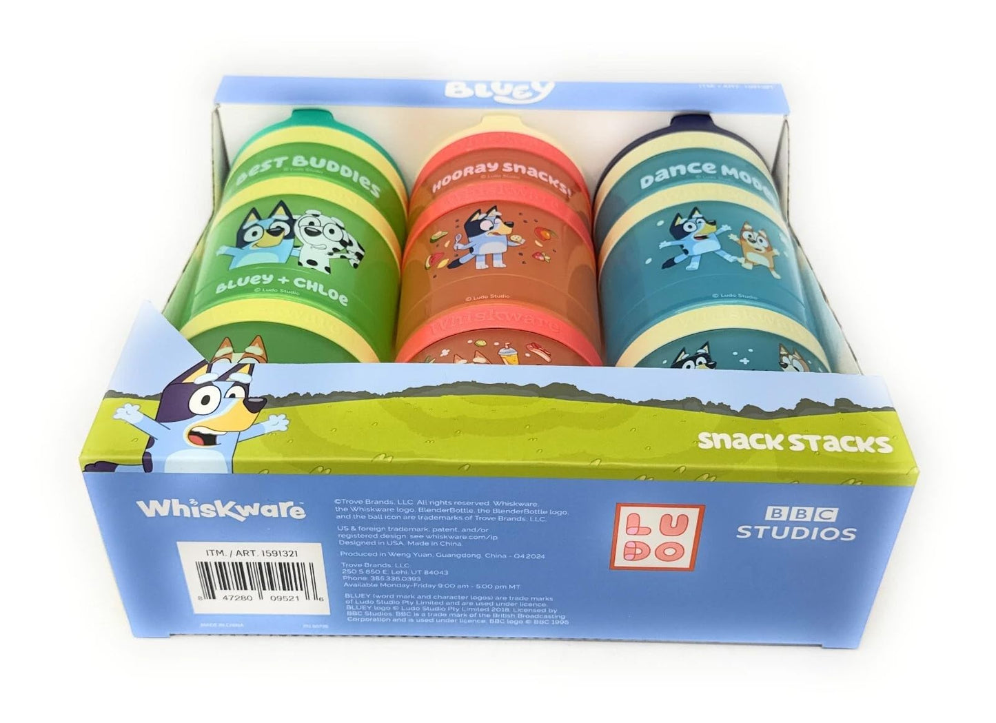 Whiskware Recipientes portátiles apilables para aperitivos para niños, set de 3 recipientes apilables Mickey y amigos, ideal para la escuela o el viaje, normal, rojo, 1591321