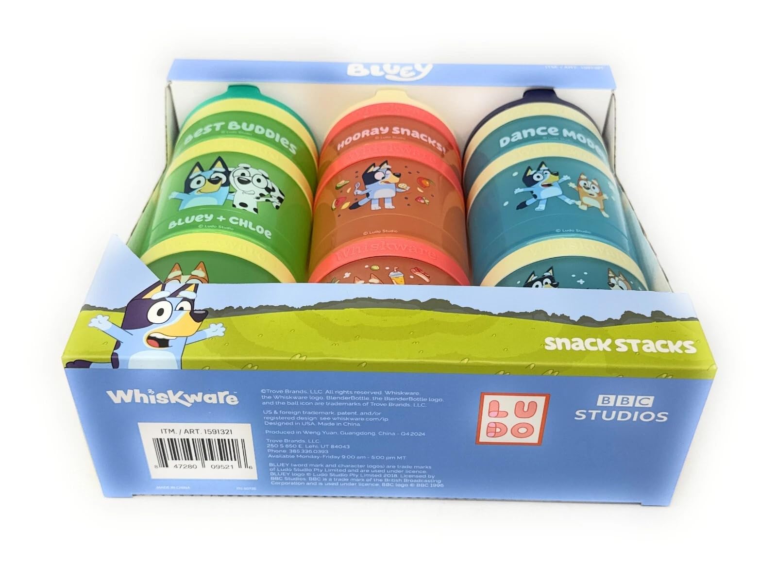 Whiskware Recipientes portátiles apilables para aperitivos para niños, set de 3 recipientes apilables Mickey y amigos, ideal para la escuela o el viaje, normal, rojo, 1591321
