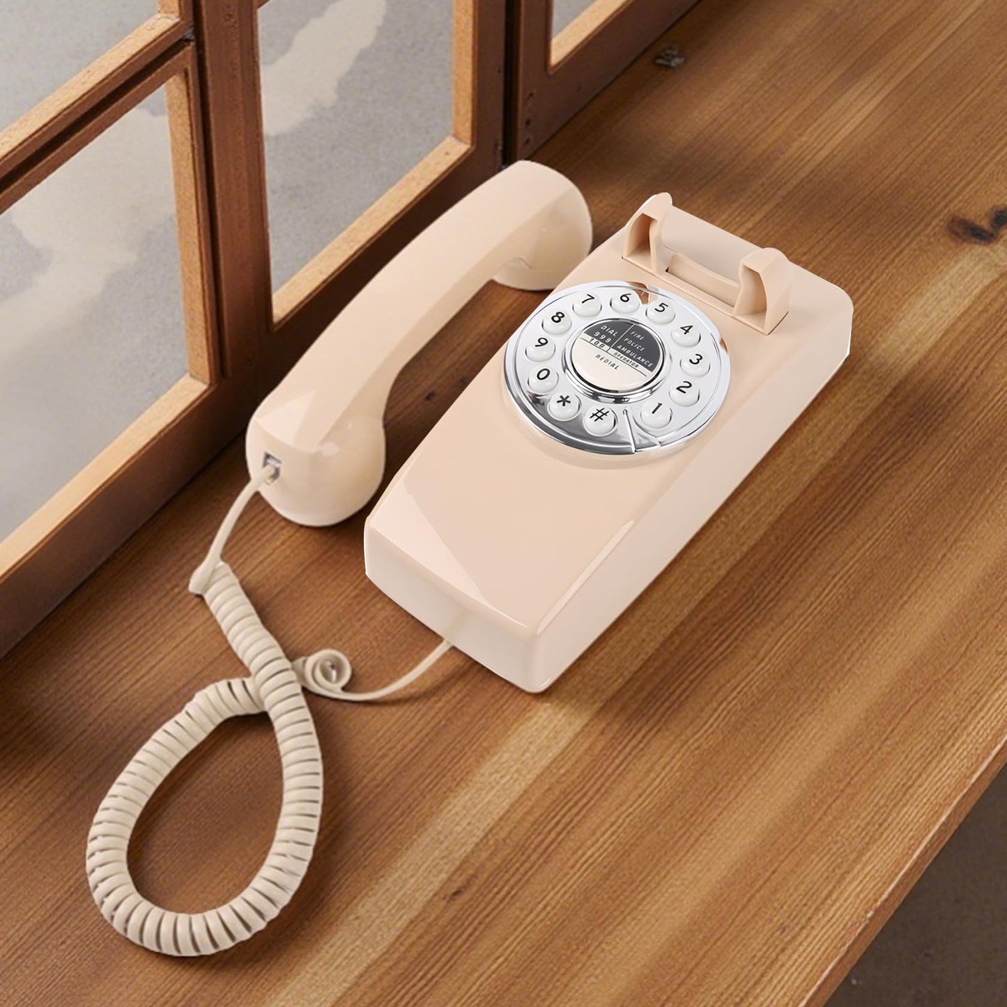Teléfono TRIMLINE vintage con cable para el hogar, teléfono fijo fácil de montar en la pared, teclado de botones grandes para personas mayores, rellamada del último número, timbre fuerte, teléfonos de