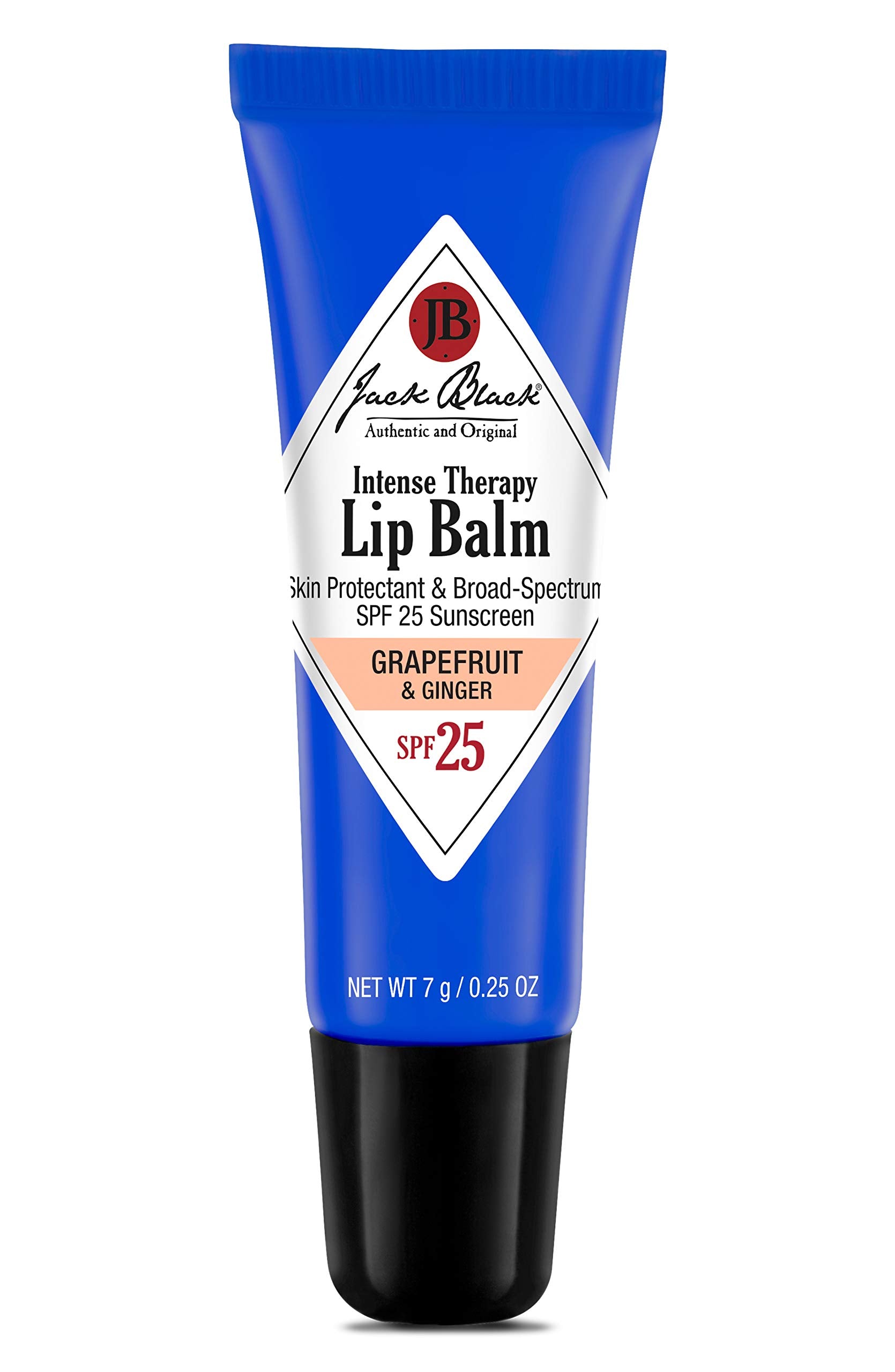 JACK BLACK - Bálsamo labial terapia intensiva SPF 25 - Antioxidantes de té verde, tratamiento de larga duración, protección UVA y UVB de amplio espectro, Grapefruit/Ginger, 7g/0.25oz