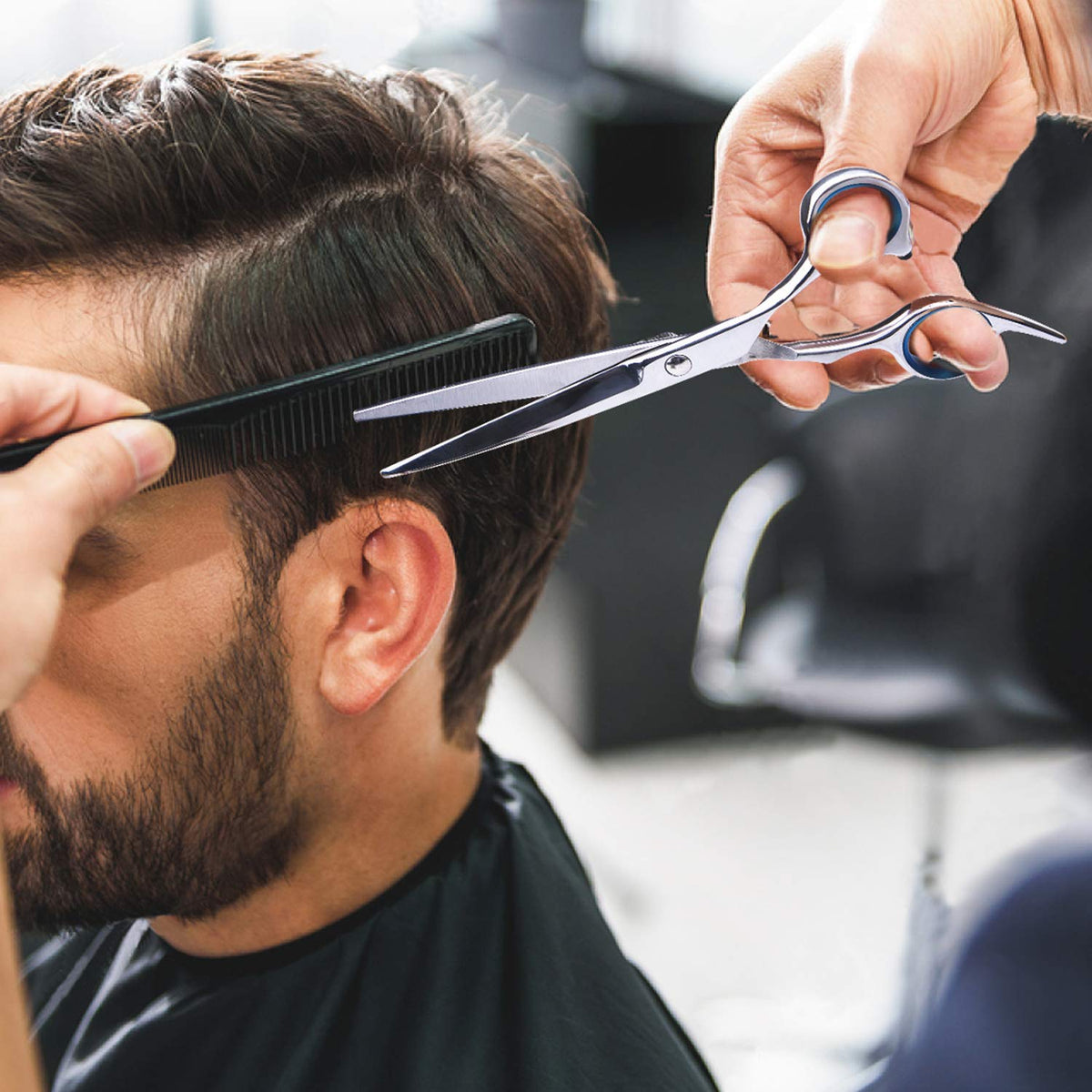 Professional Home Hair Cutting Kit - Quality Home Haircutting Scissors Barber/Salon/Home Thinning Shears Kit with Comb and Case for Men and Women