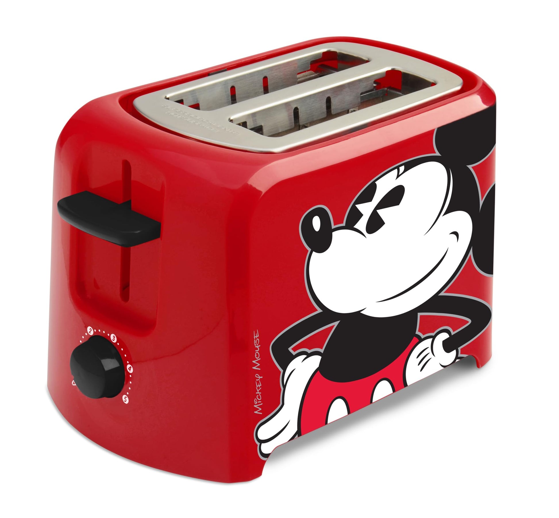 tostador Disney Mickey Mouse de 2 rebanadas de Select Brands – tostador Mickey Mouse para accesorios de cocina Disney, cuenta con bandeja para migas y levantamiento de tostadas de alta altura, regalo