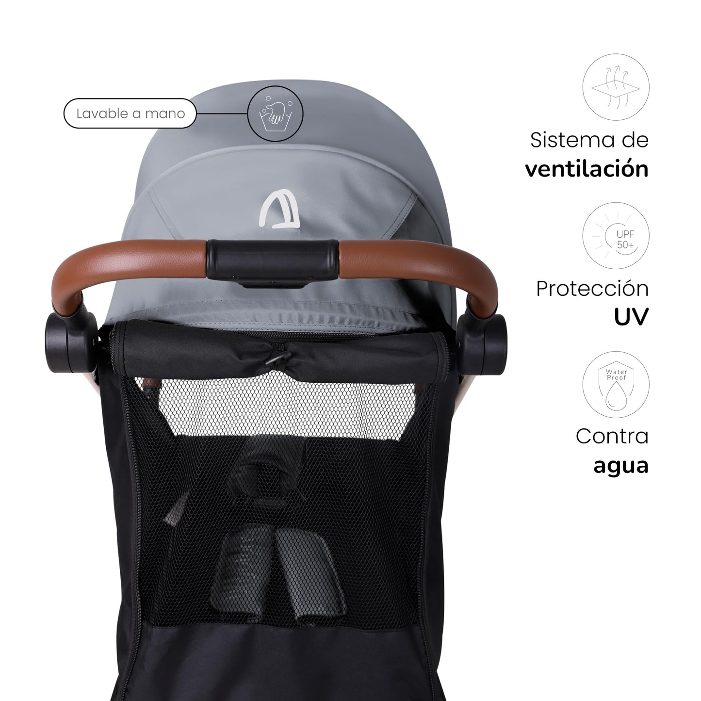 Carriola Plegable Para Bebé Unyotons, Estructura Ligera De Aluminio, Llantas Antideslizantes De Goma, Sistema Plegable Semi Automatico. Diseño Moderno, Resistente. (Gris)