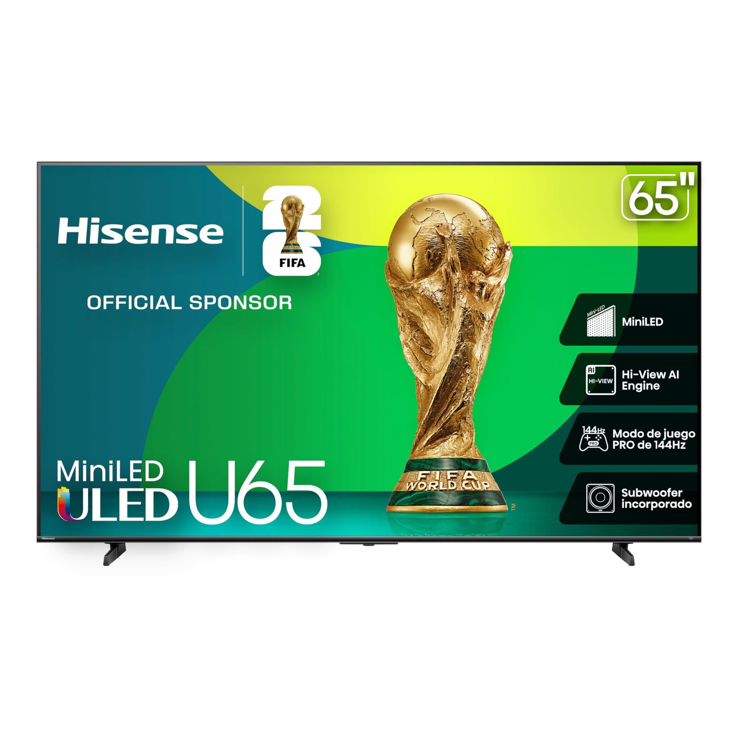 Hisense Television U65QFM (Modelo 2025) Pantalla 65 Pulgadas,Mini-LED Smart Fire TV UHD 4K,Control Remoto por Voz con Alexa,Modo de Juego Pro de 144 Hz,Hi-View AI Engine, mira TV en Vivo sin Cable