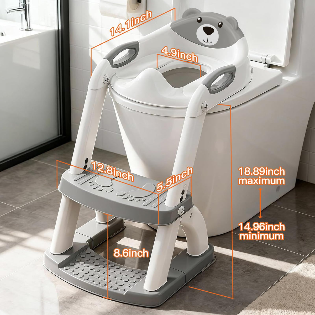 SKYROKU - Asiento de entrenamiento para orinal para niños pequeños, asiento de inodoro para niños y niñas, 2 en 1, con protector antisalpicaduras y base antideslizante, nueva base estabilizada en