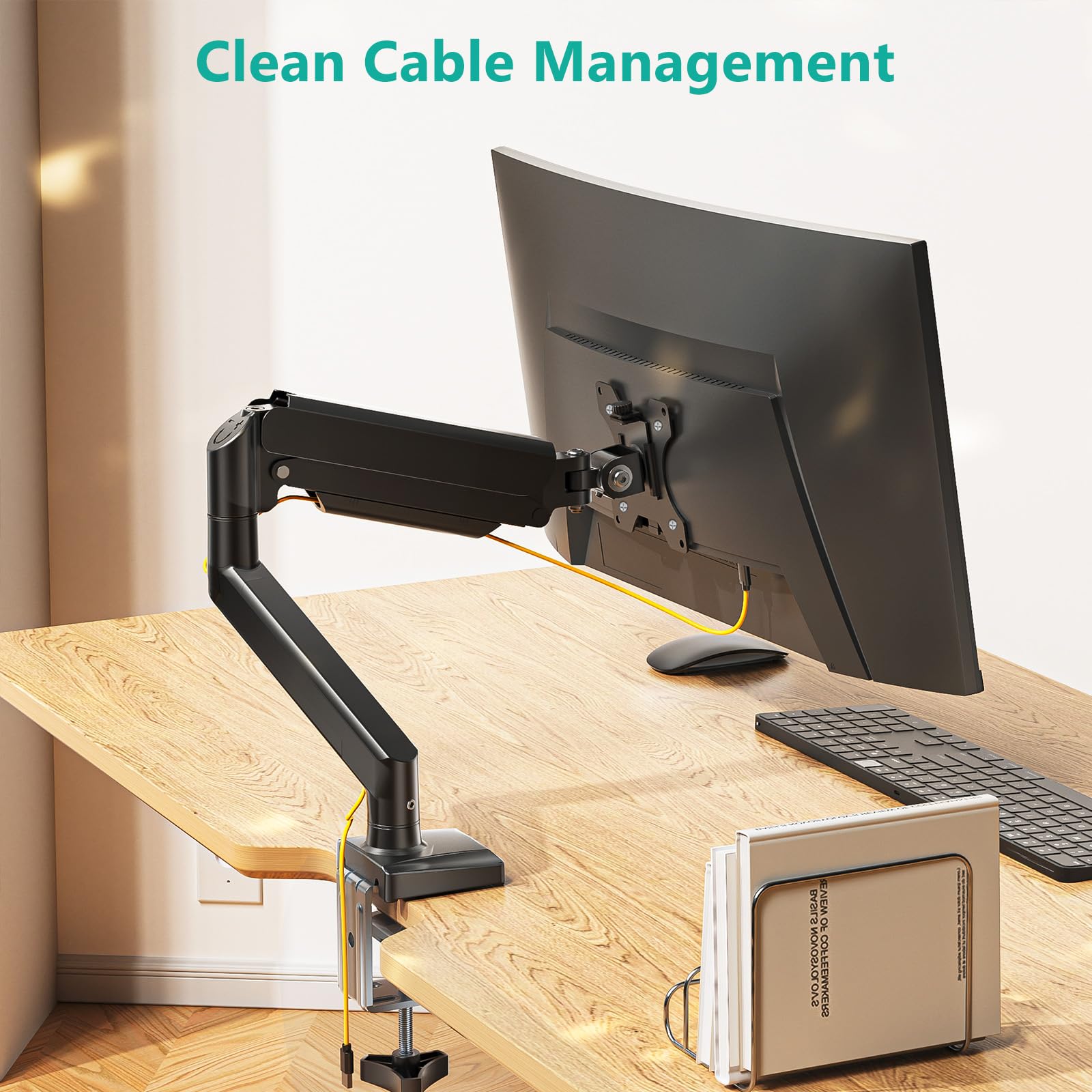 Soporte de Monitor WALI Negro con Brazo Ergonómico Ajustable para 17 a 34 Pulgadas