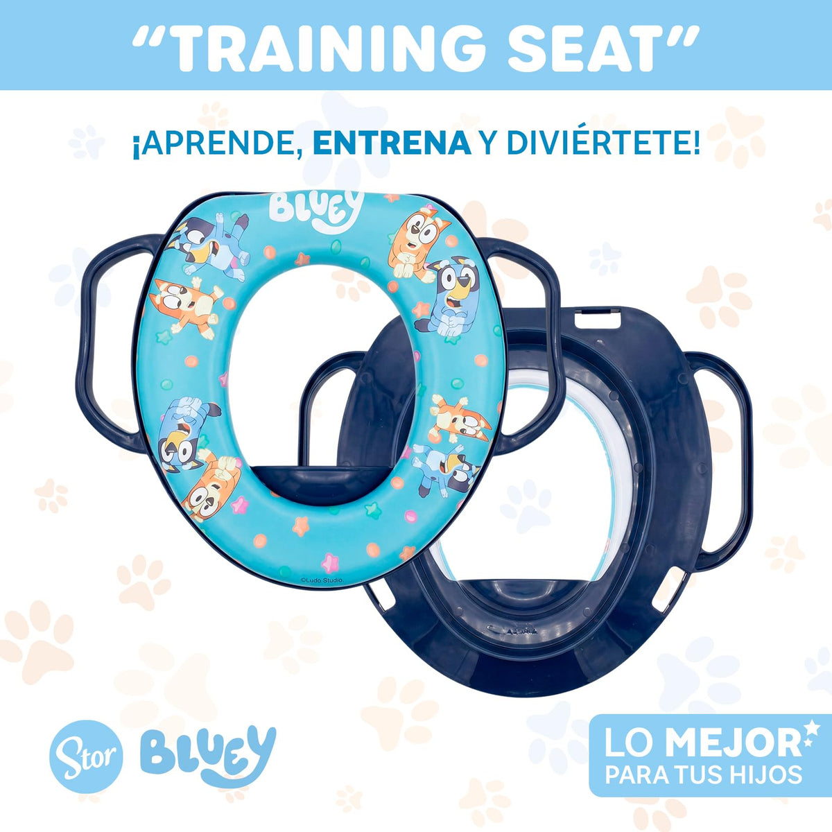 Reductor de Baño Infantil Bluey con Asas | Asiento WC Entrenador | Producto Oficial | Asas de Sujeción | Cojín Suave | Fácil de Limpiar | Stor