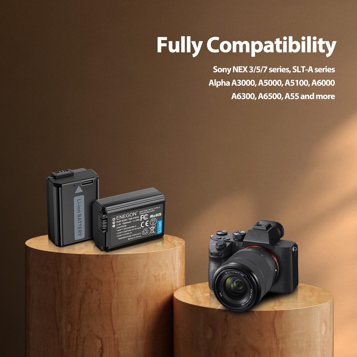 Baterías ENEGON NP-FW50 1500mAh Alta Capacidad Carga Directa para Sony