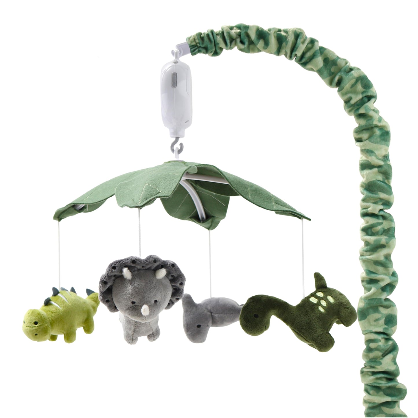 The Peanutshell Dinosaurio Cuna Móvil para bebé niños o niñas | Caja de música digital con 12 canciones de cuna | Camuflaje verde & Dino