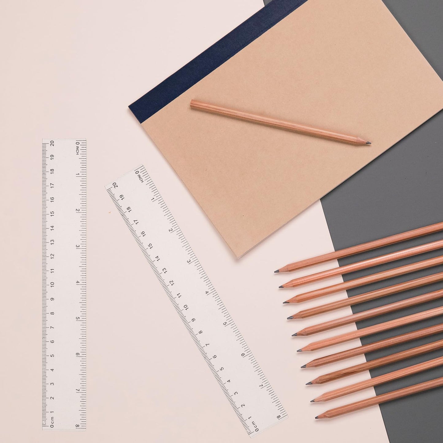 LEXININ 100 reglas de plástico transparente de 8 pulgadas, regla recta de plástico de 20 cm para diseñador, ingeniero