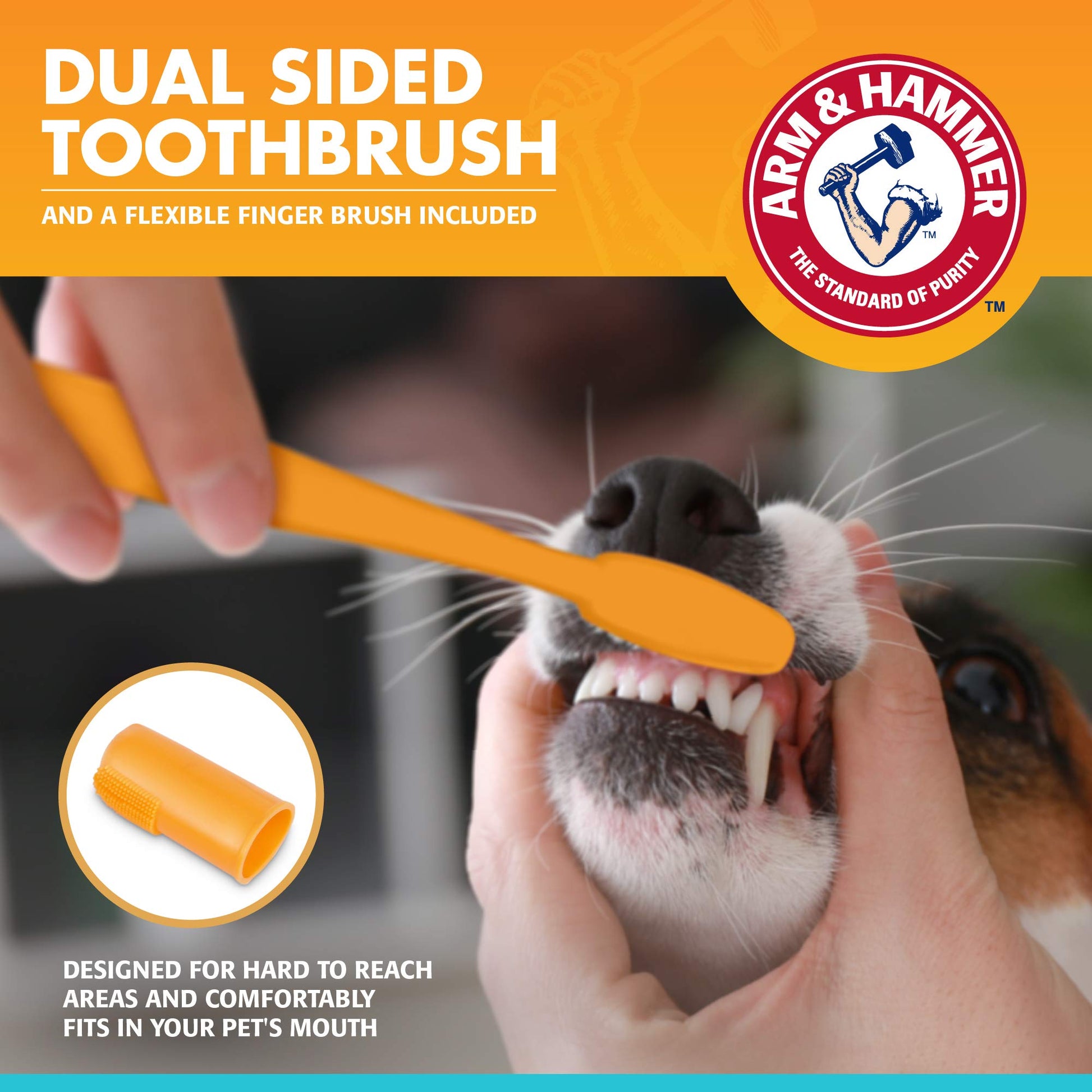 Arm and Hammer Advanced Care Fresh Breath and Whitening Toothpaste, Toothbrush and Finger Toothbrush Set for Dogs