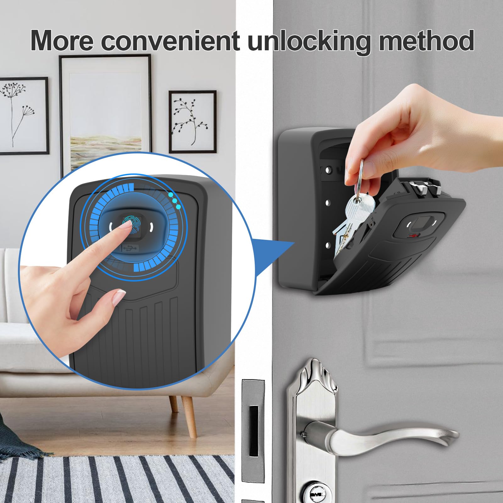 Loccess Caja de Bloqueo Inteligente con Huella Dactilar, Acceso Remoto Inalámbrico, Bluetooth, Negro