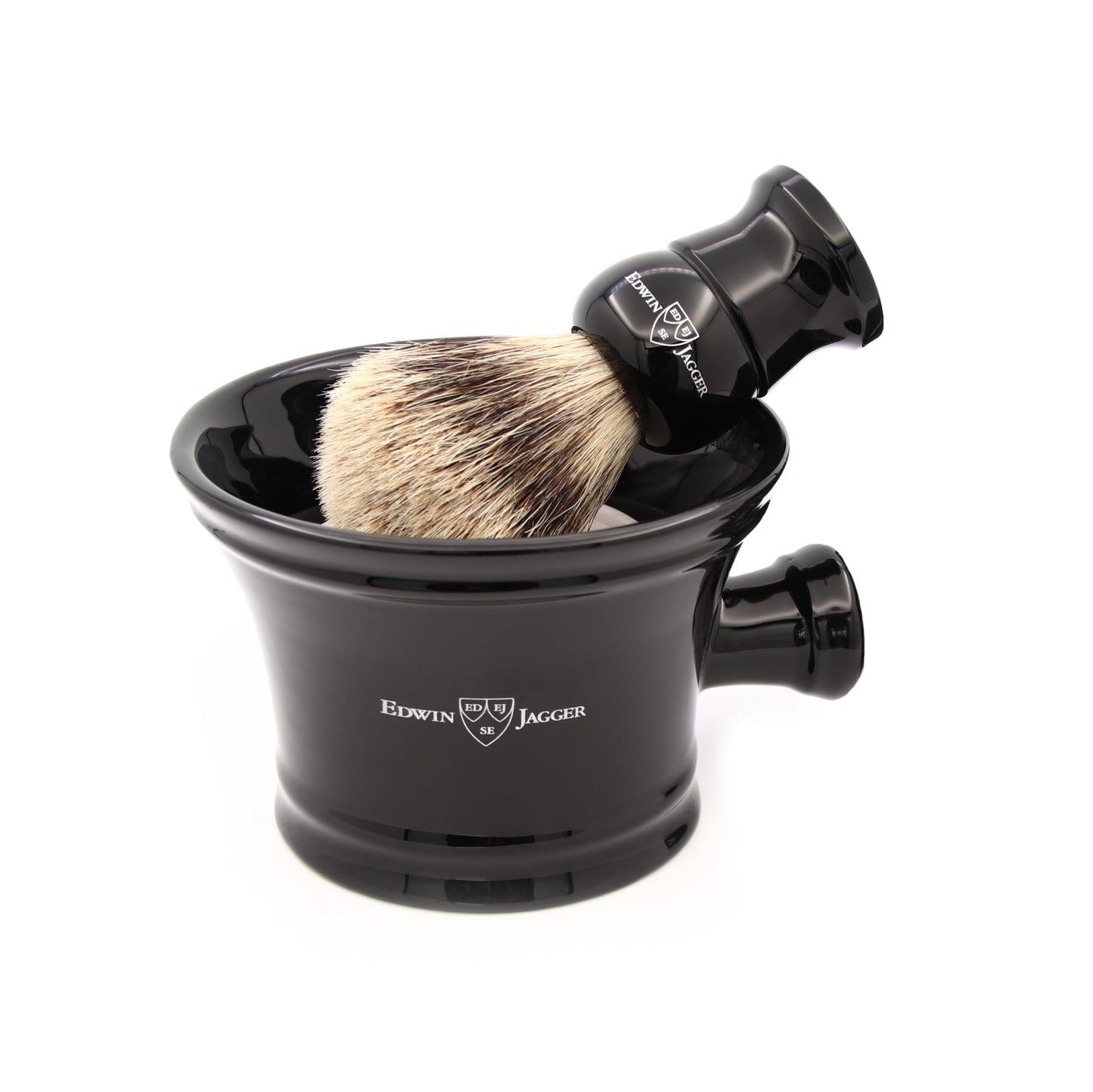 Edwin Jagger - Jabonera de porcelana con asa, color negro, Ebany, Uno
