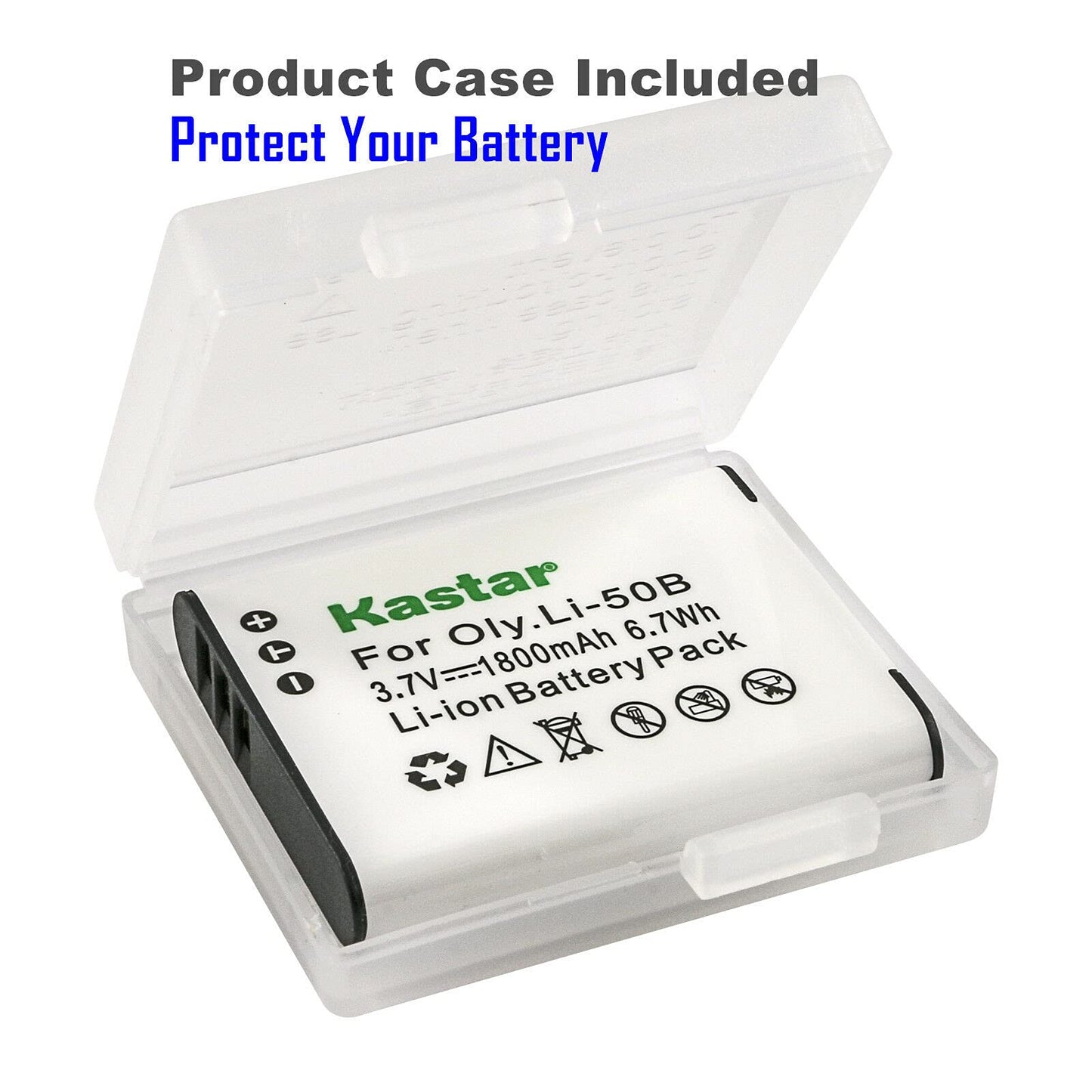 Kastar - Paquete de 1 batería y cargador de pared de CA para Olympus Li-50B Traveller SH-25MR, SP-720UZ, SP-800, SP-800UZ, SP-810, SP-810UZ, SP-815UZ, Stylus 1010, Stylus 1020, Stylus 1030SW, Stylus