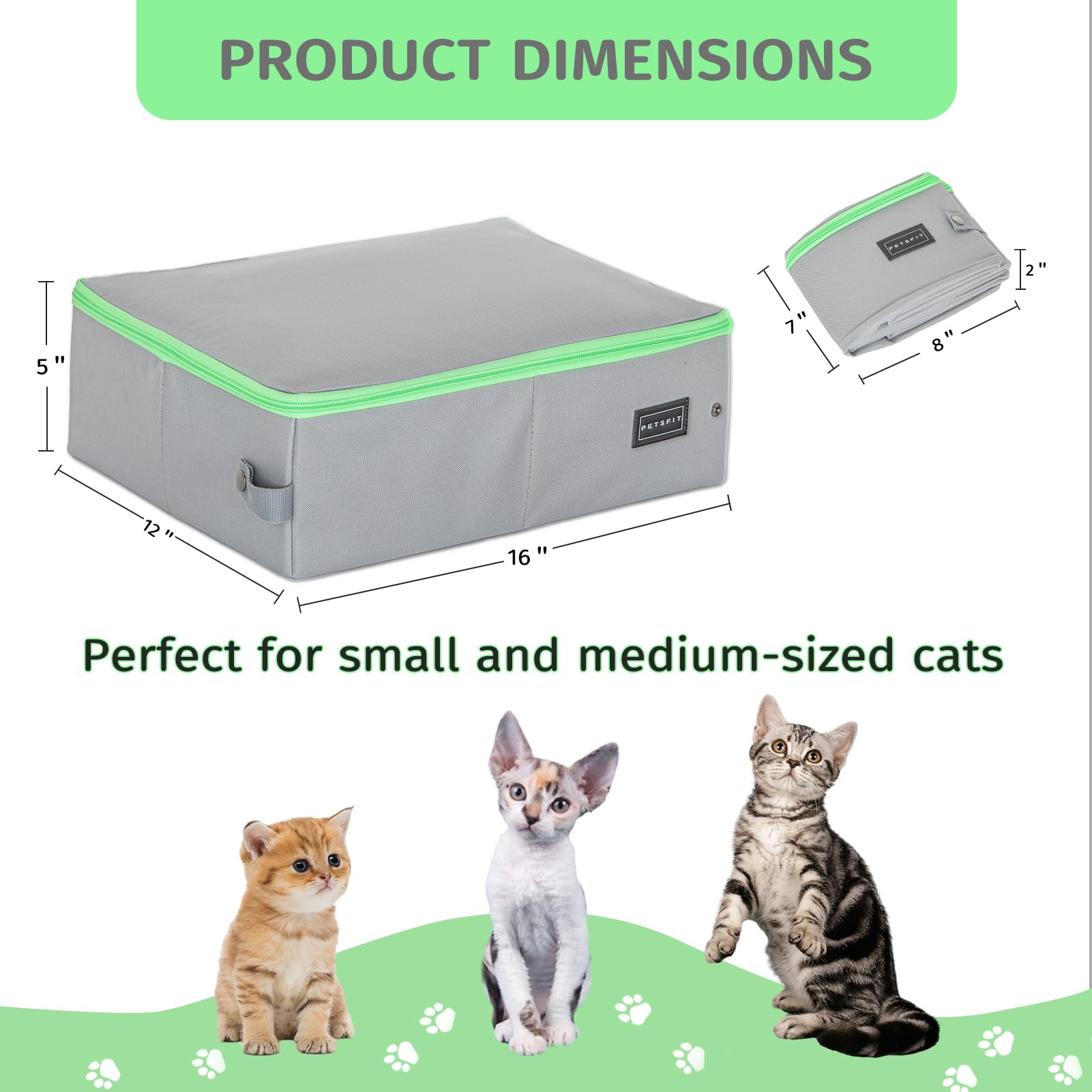 Caja de Arena Portátil Petsfit Gris Diseño Plegable Anti-Fugas para Gatos Adultos