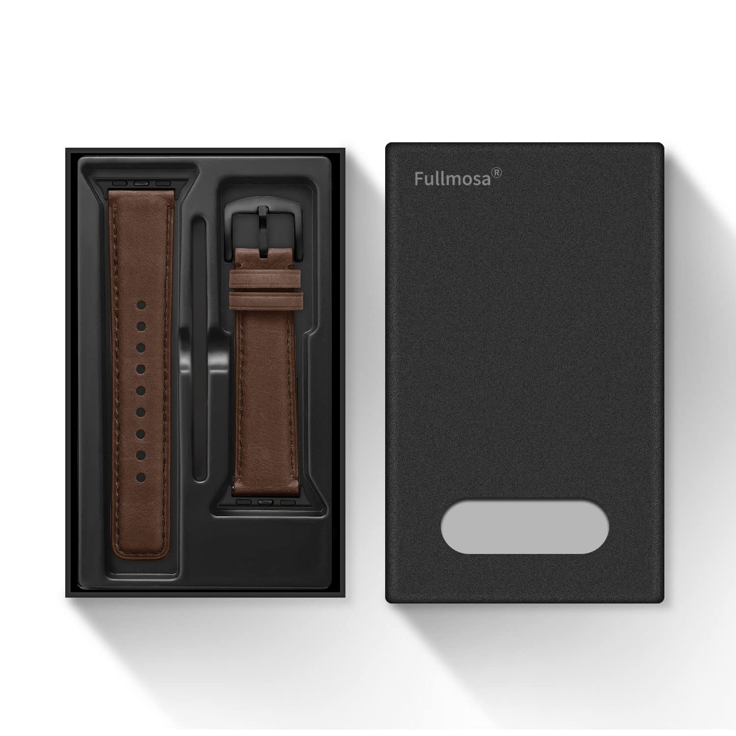 Fullmosa Correa Apple Watch Ultra 49mm (Series 7/8 con 45mm Series SE/6/5/4 con 44mm, Series 3/2/1 con 42mm Yola Serie Pulsera de Piel Cuero Bruñida para iWatch, Marrón Oscuro + Hebilla Gris