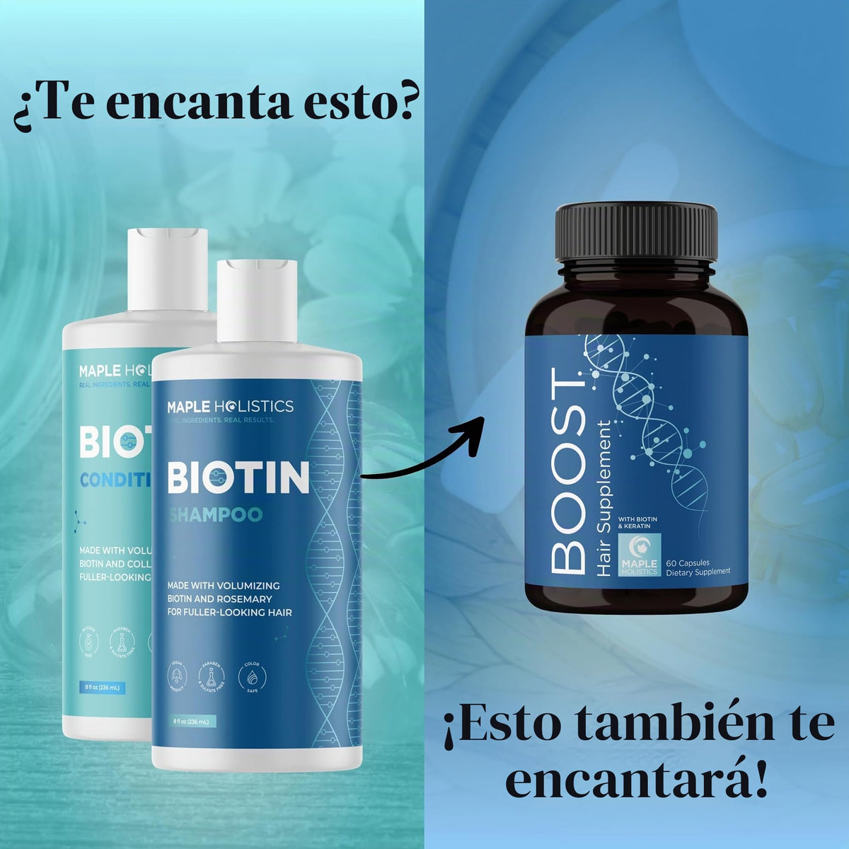 Champú y Acondicionador Biotin Jojoba Argan Sea Buckthorn para Cabello Más Grueso y Fuerte