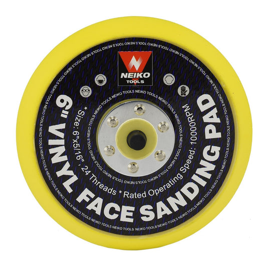 NEIKO 30262A - Almohadilla de lijado de 6 pulgadas con respaldo de vinilo PSA, eje de 5/16 pulgadas con 24 soportes de rosca, 10.000 RPM, las almohadillas para orejas de lijado son ideales para