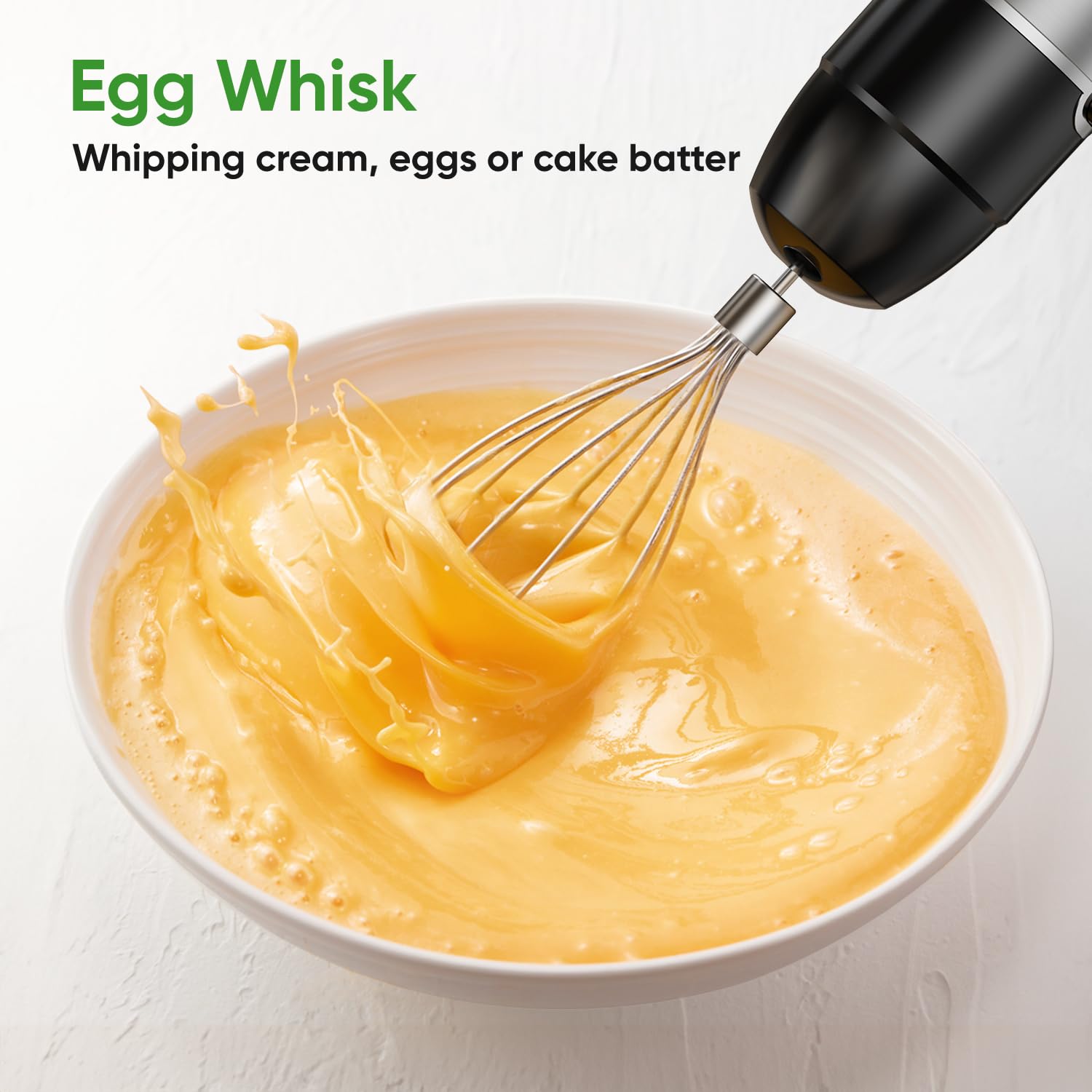 Licuadora de inmersión de mano 3 en 1 de 1100 W con cable para cocina con control de velocidad de gatillo, con batidor, espumador de leche, emulsionante perfecto para sopa, licuado, puré