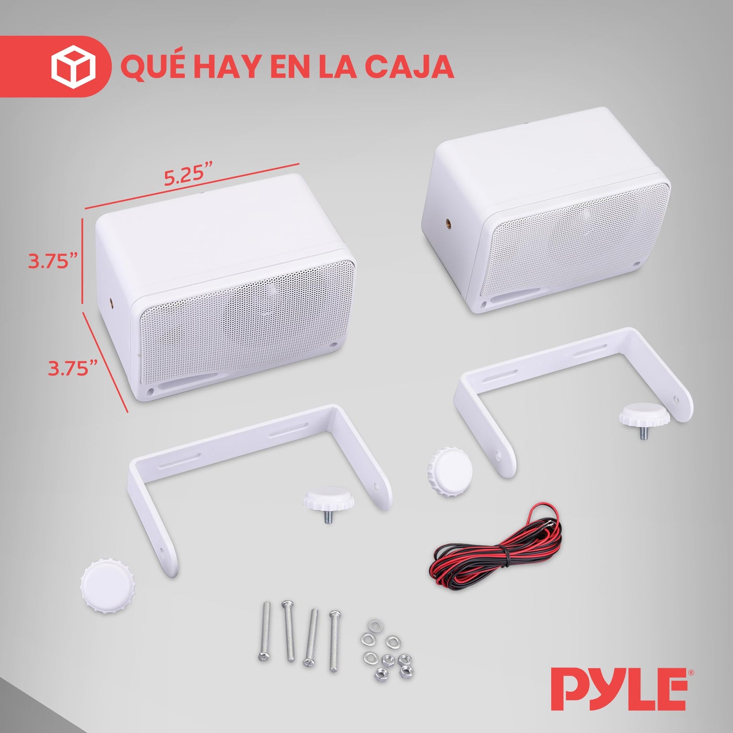 Pyle Bocinas de 3.5 Pulgadas de 3 Vías para Interiores y Exteriores, Sistema de Sonido de Pared Resistente al Agua, 200 Watts, 1 Par, Blanco