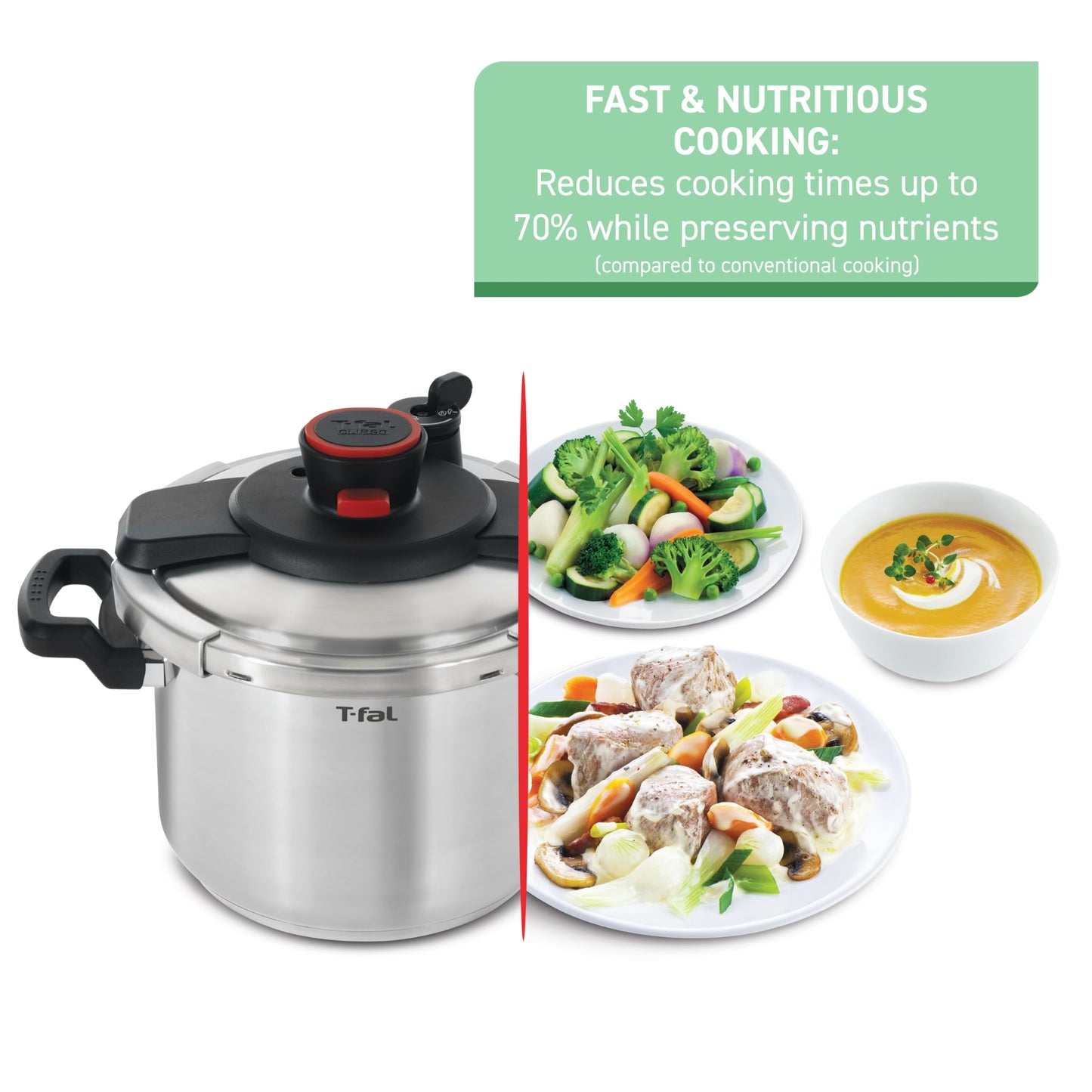 Utensilios de Cocina a Presión T-fal Plateados Clipso P45007 de Acero Inoxidable