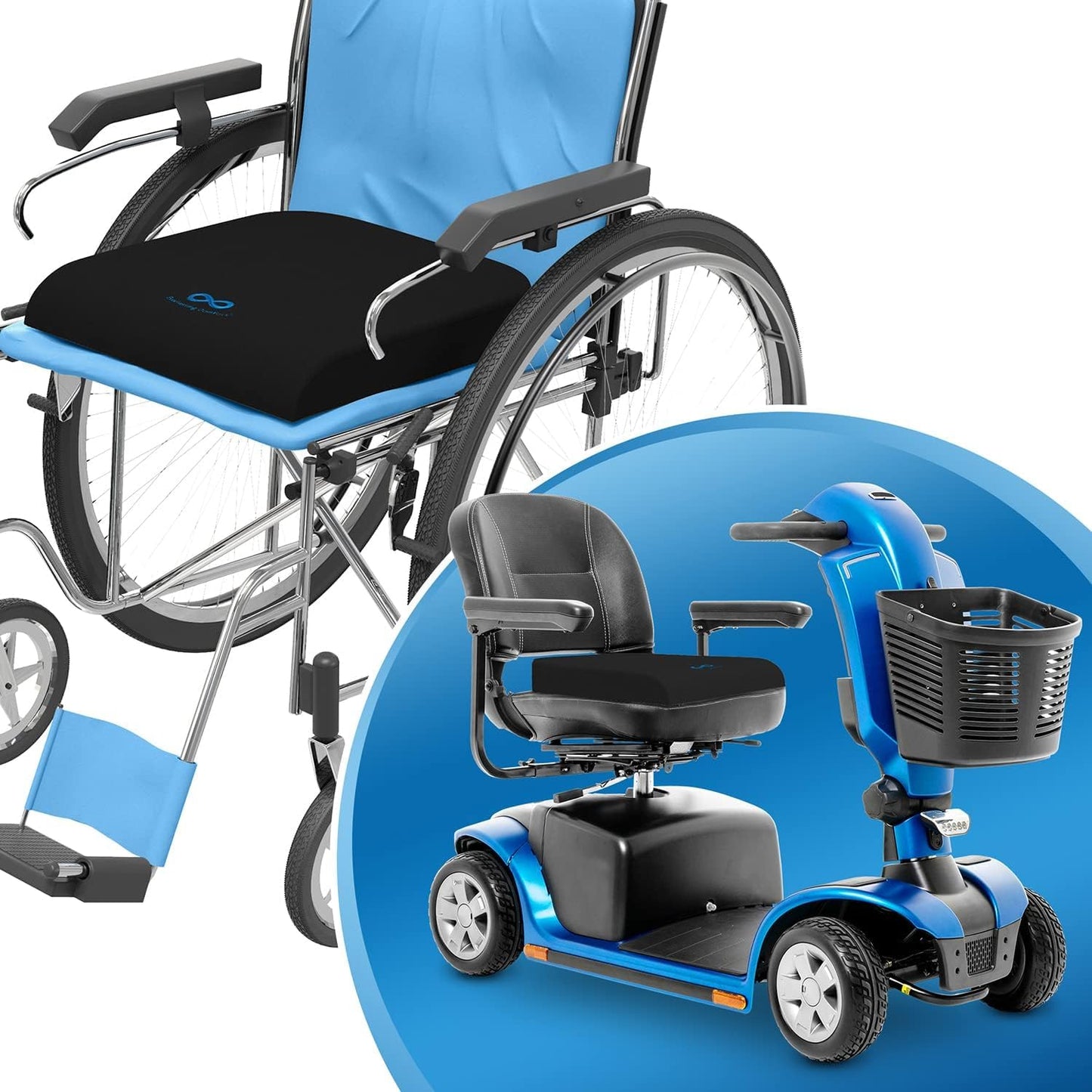 Cojín de Asiento de Espuma Viscoelástica Everlasting Comfort Gel Infundido y Ventilado para Silla de Ruedas
