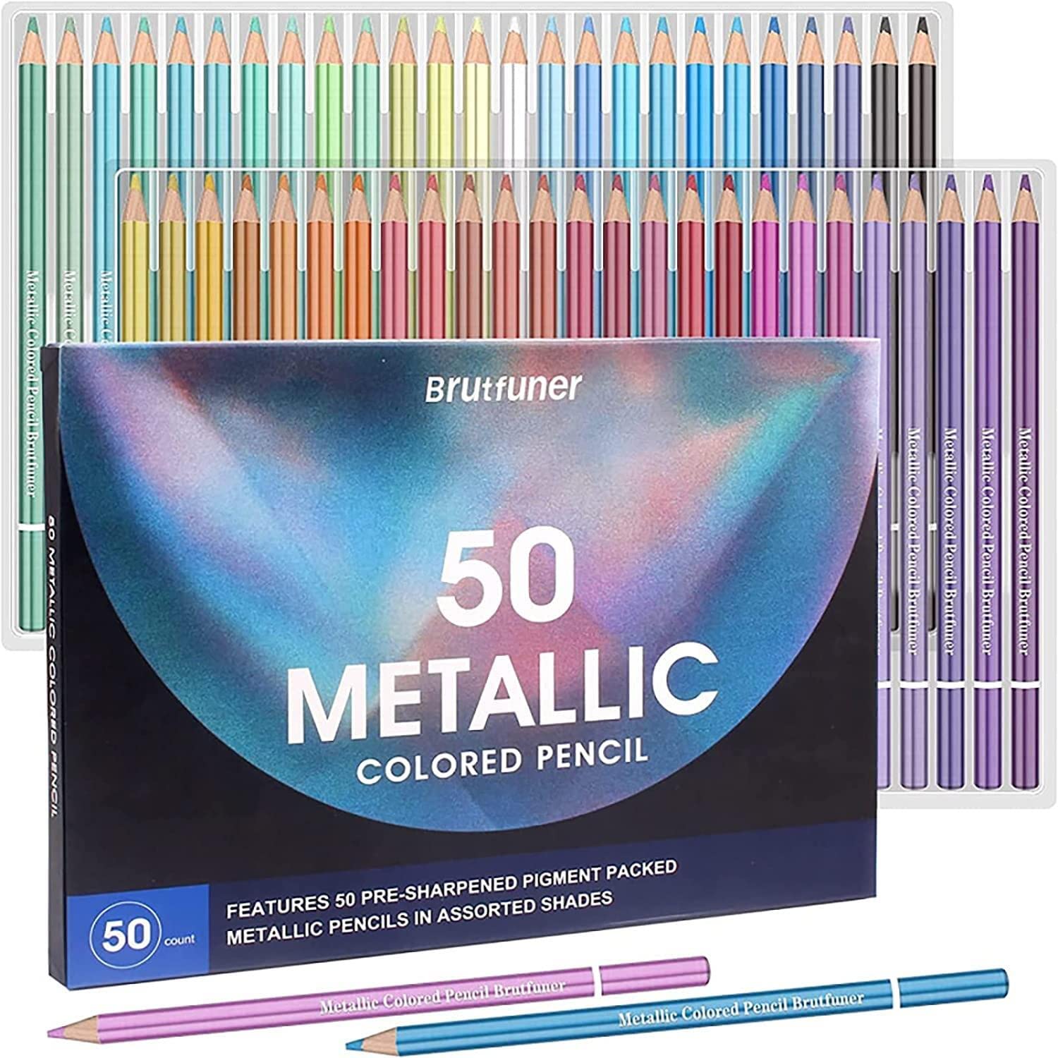 Lapices de Colores Metálico Profesional, 50 Lápices de Colores para Colorear Dibujo Esbozos, Núcleo blando, Numerados, uego de Lápices Para Colorear Para Artistas