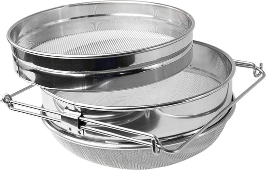 Filtro de miel de acero inoxidable con filtro de miel doble tamiz colador de desechos de miel, equipo extractor de miel para cubeta de 5 galones y miel